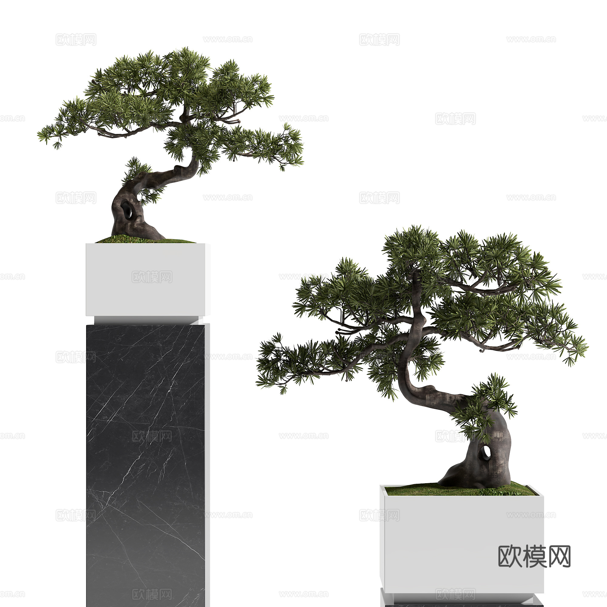 新中式植物摆件su模型