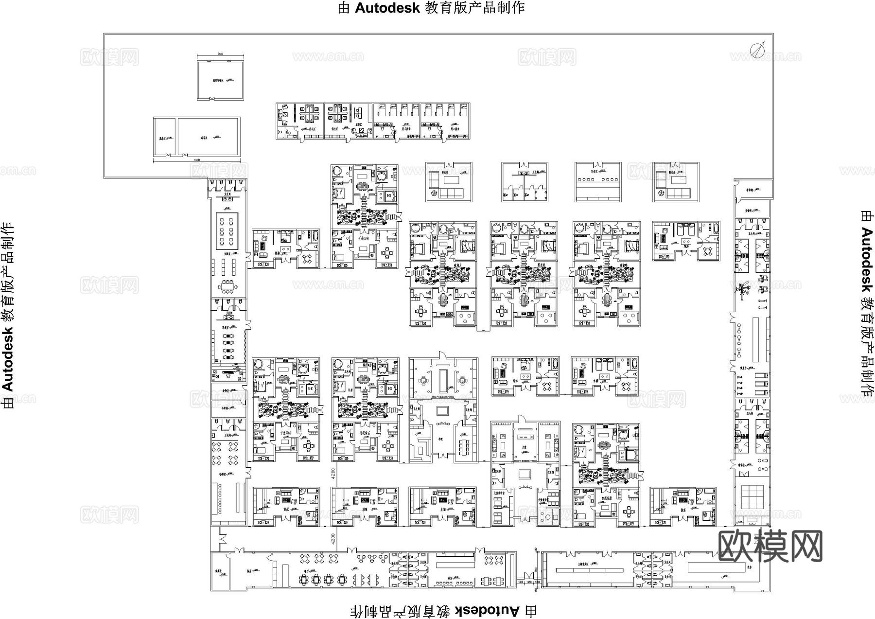 民宿平立面图方案设计图cad施工图