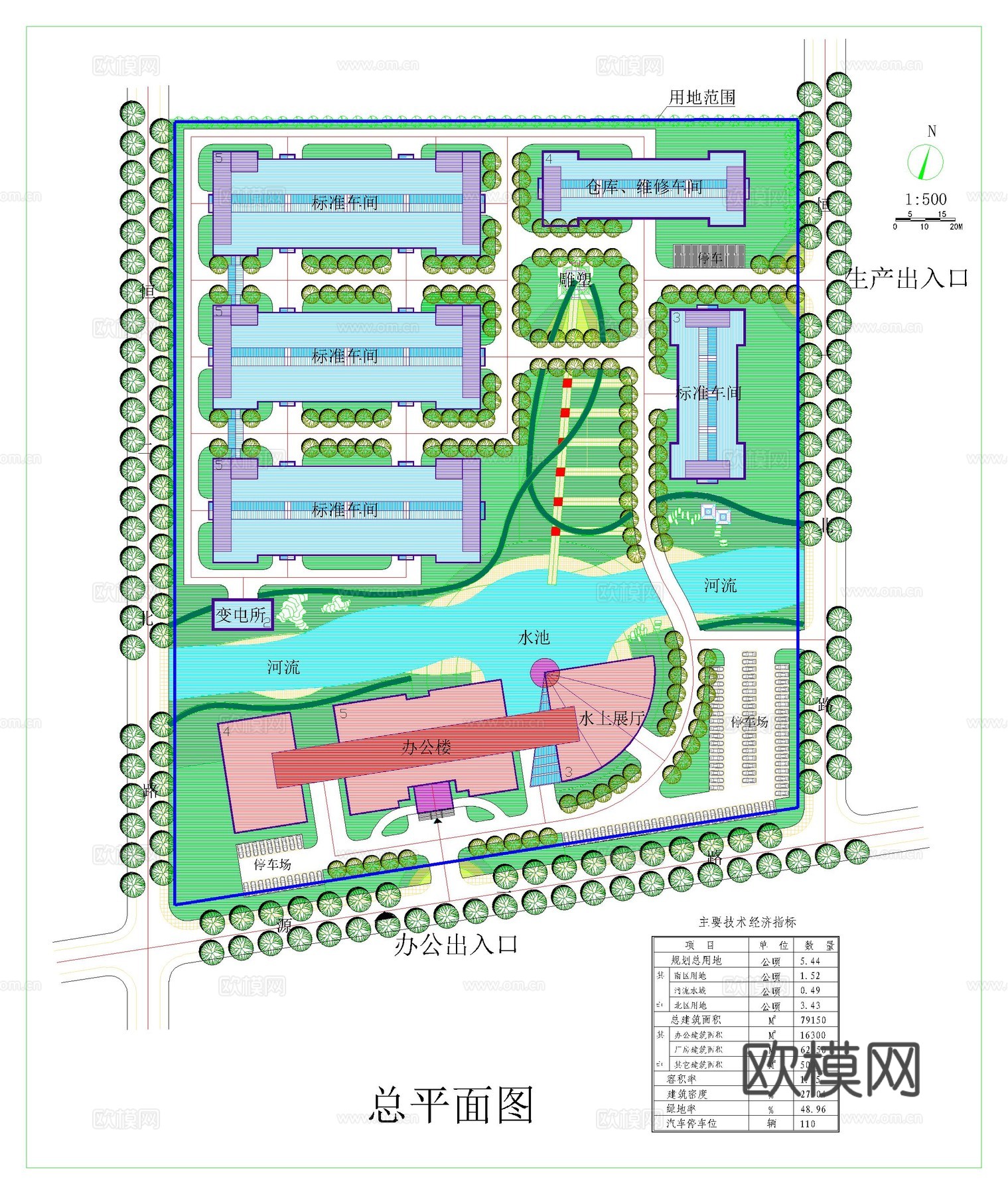 工业区规划总平面cad施工图