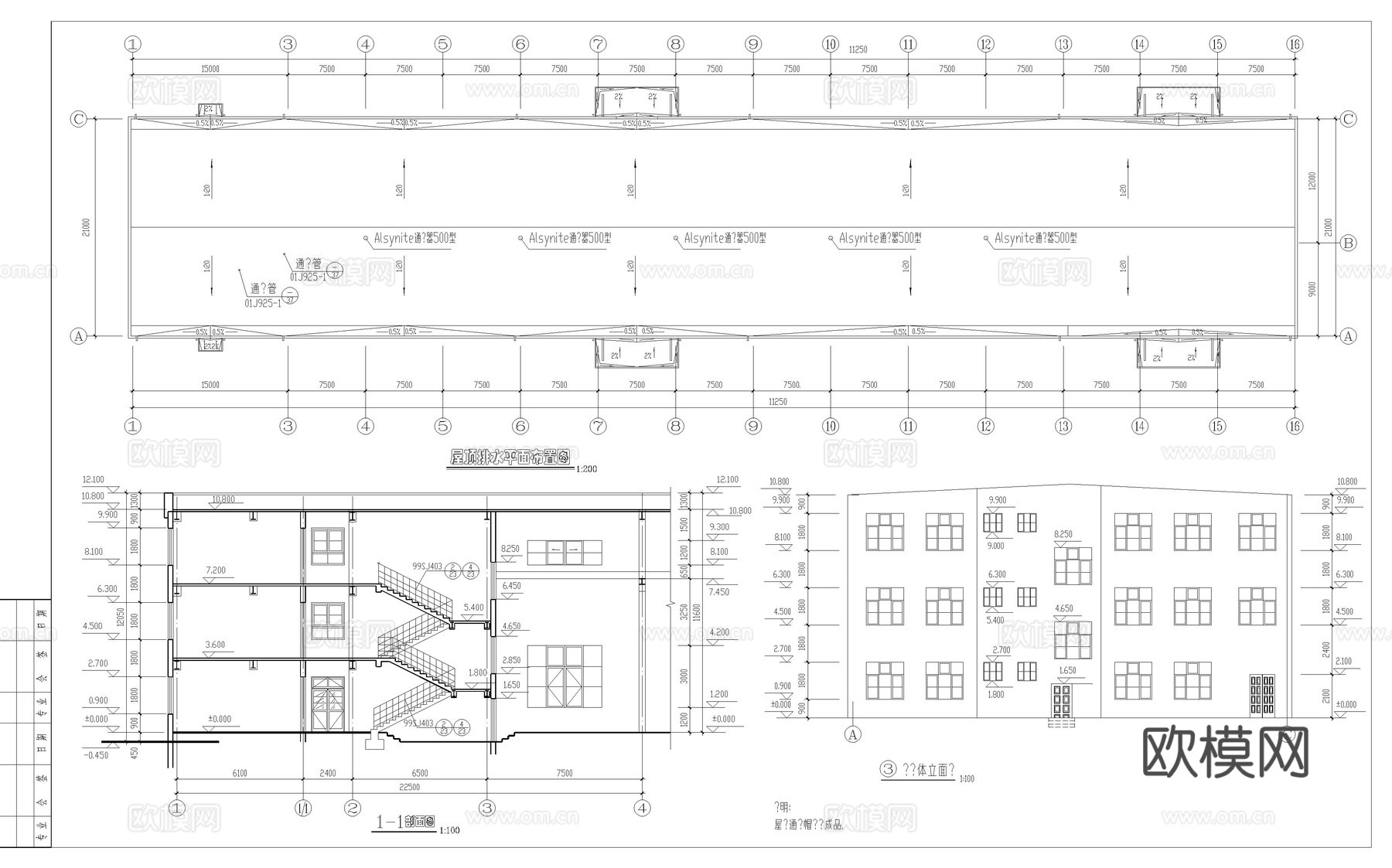 检修车间建筑结构图cad施工图