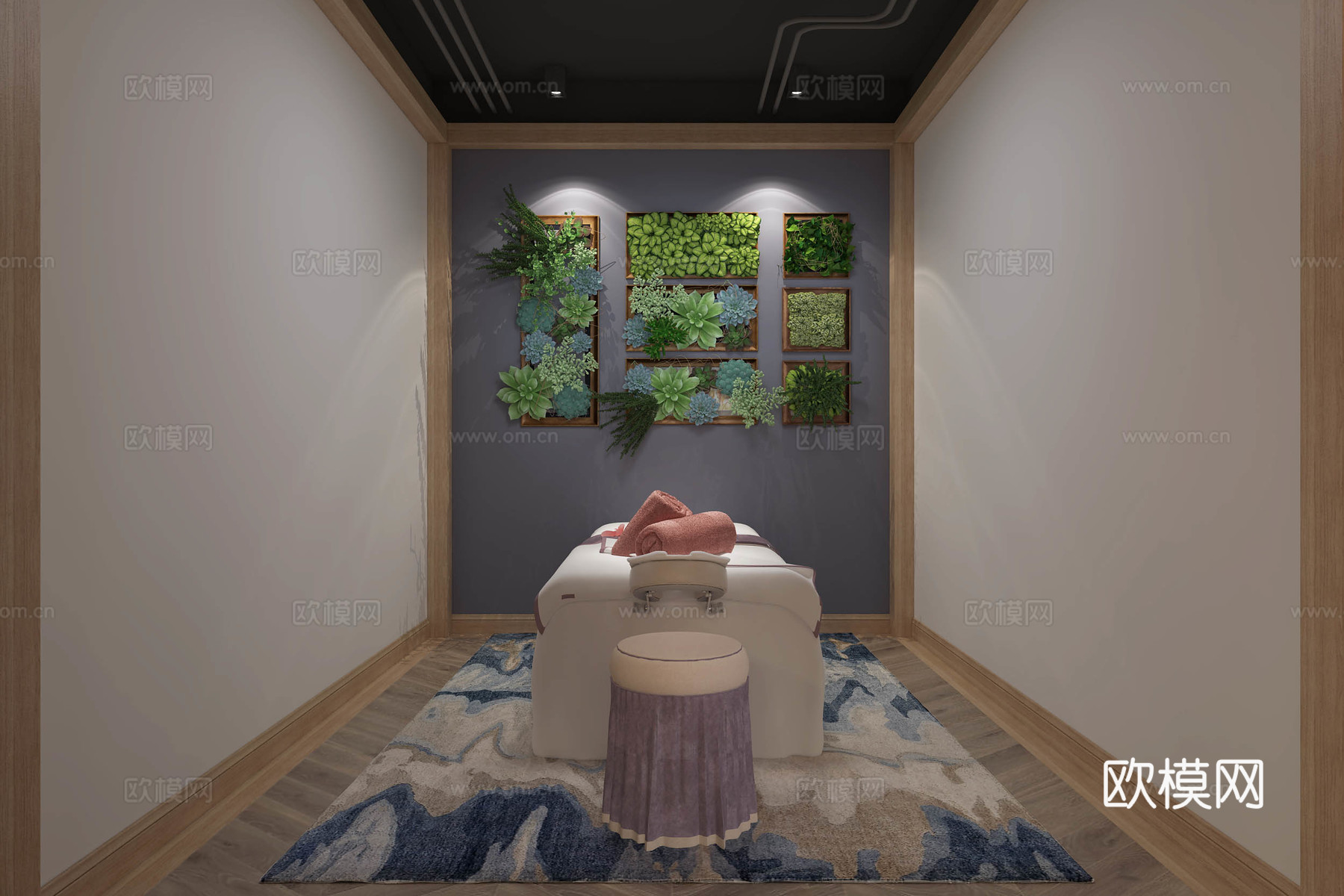 工业风现代  美容院 工业风背景墙3d模型