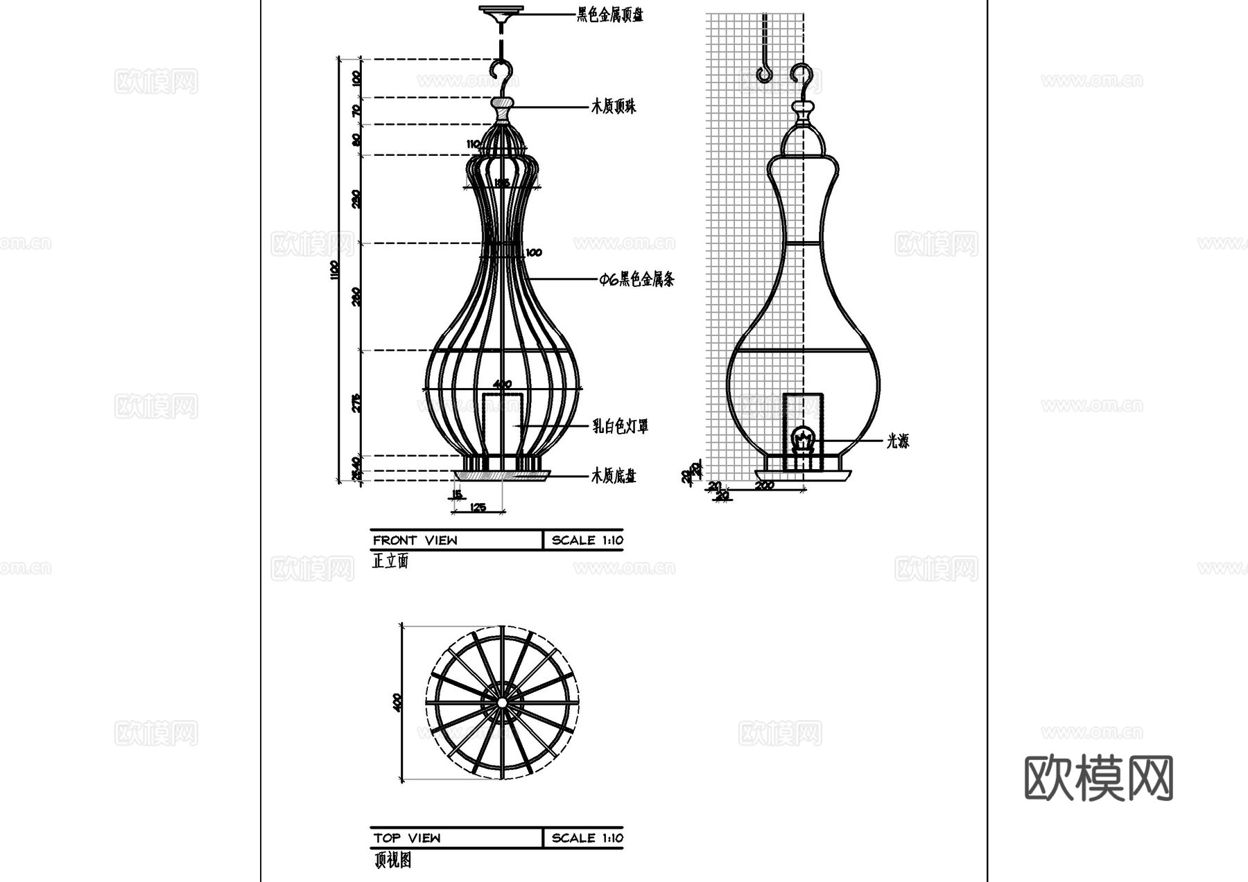 装饰灯具节点图cad施工图