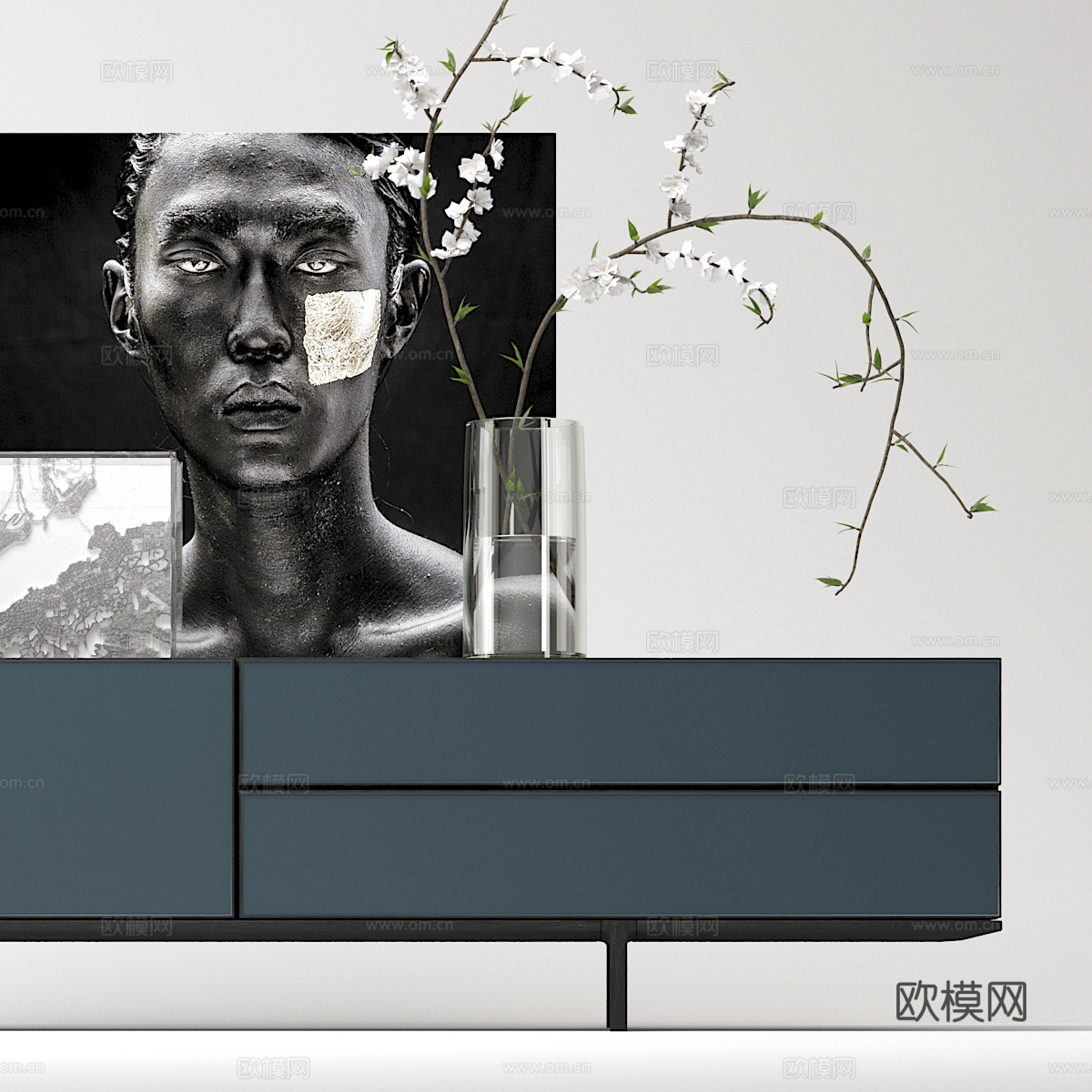 现代边柜组合3d模型
