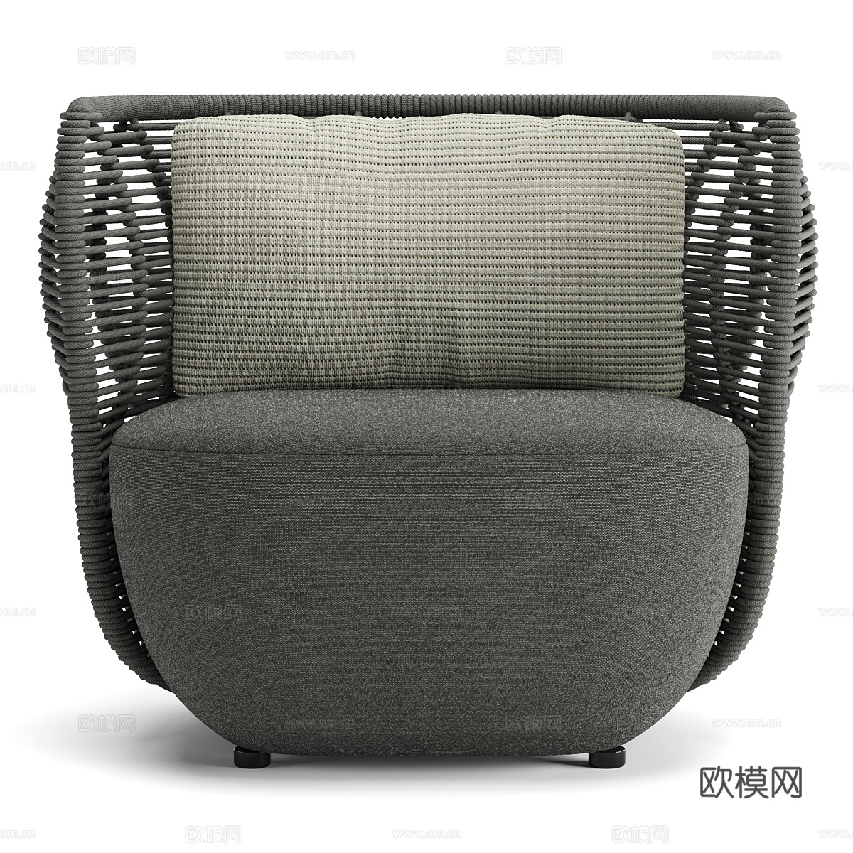 新中式户外藤编休闲椅3d模型