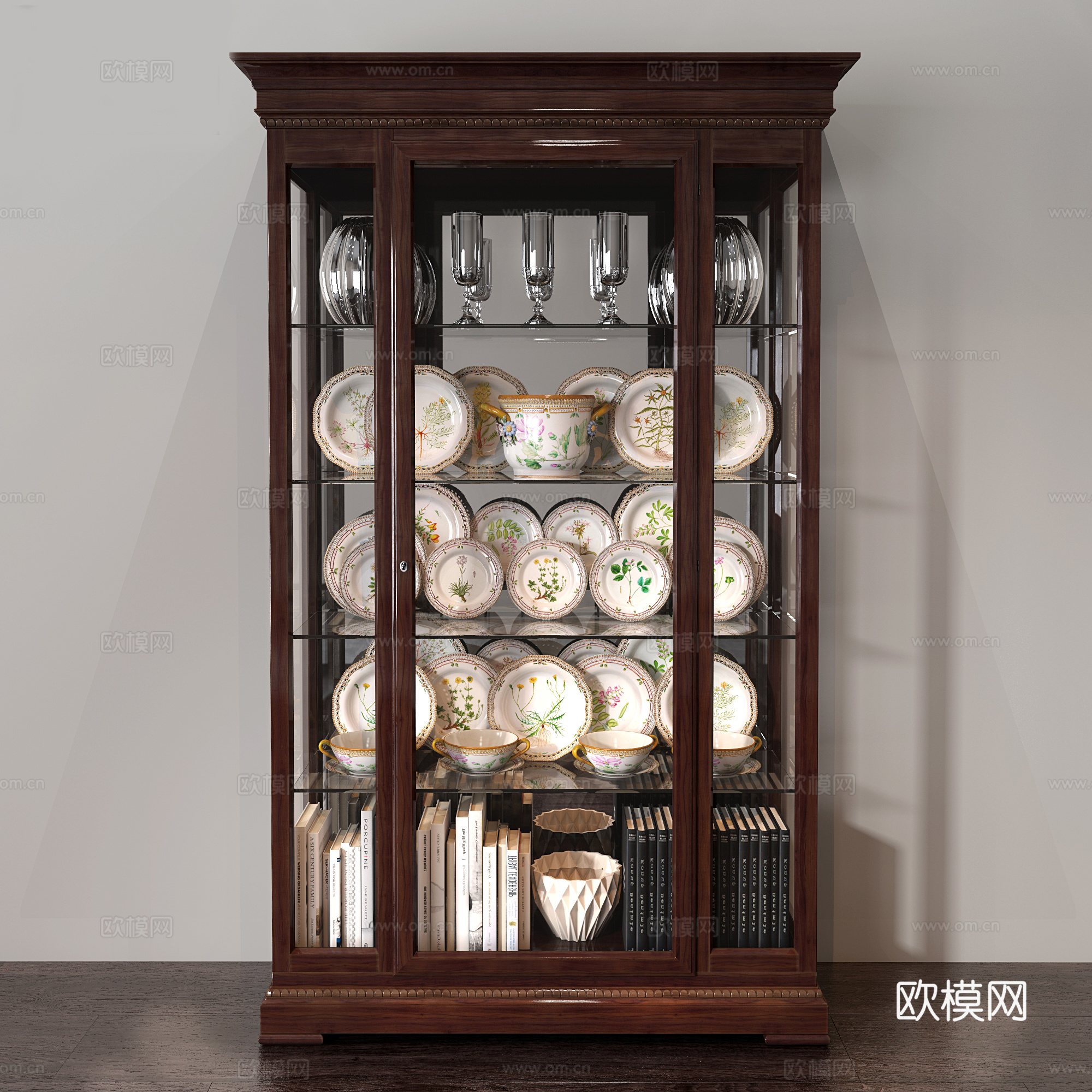 美式碗柜盘子3d模型