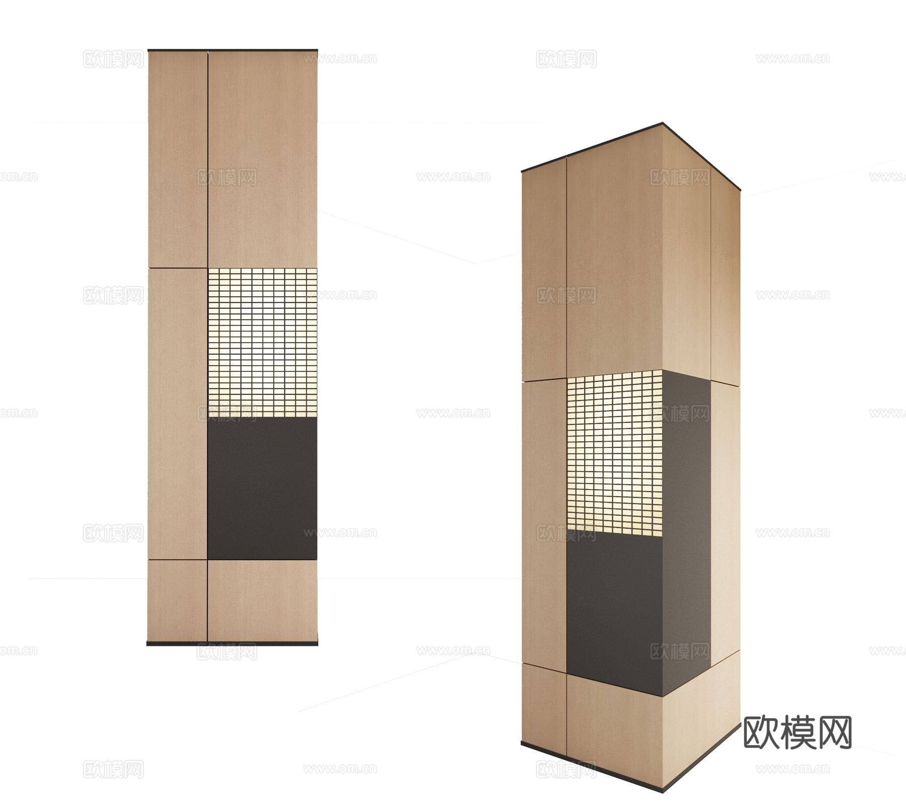 现代造型柱 柱子 造型墙 灯箱 木质柱子 装饰柱3d模型