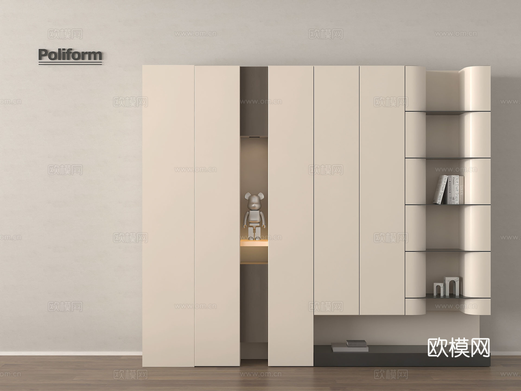 现代玄关柜 雕塑摆件 边柜 装饰柜 木材 高柜3d模型