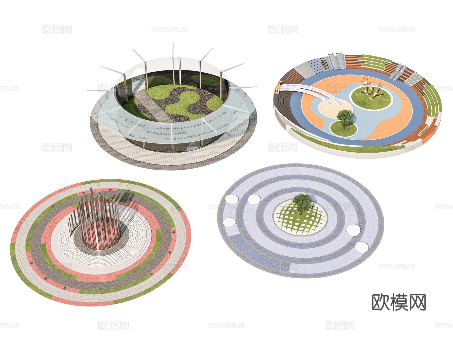 现代景观公园 口袋公园 公园 儿童游乐场地 活动广场 小区圆3d模型