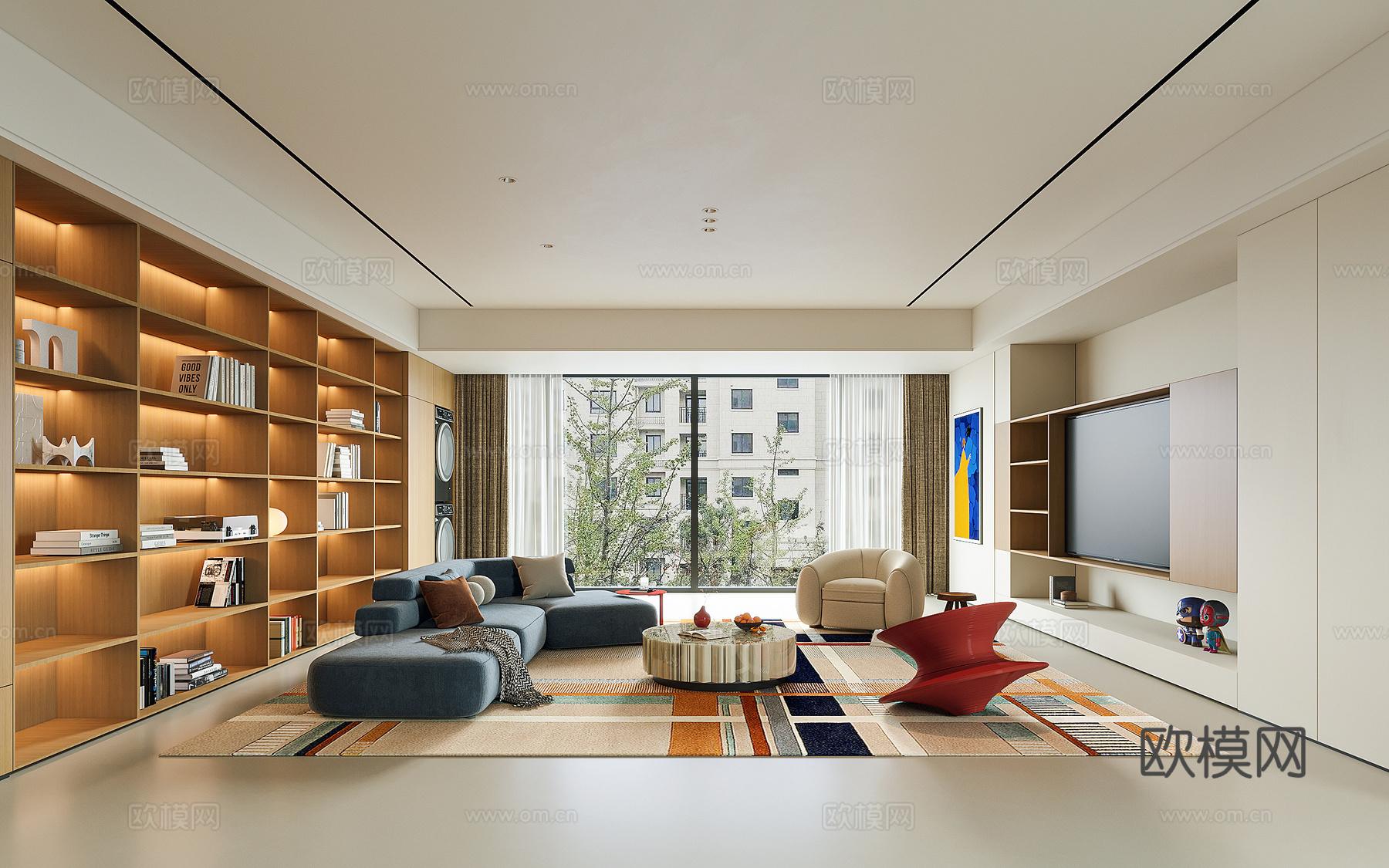 现代客厅3d模型下载