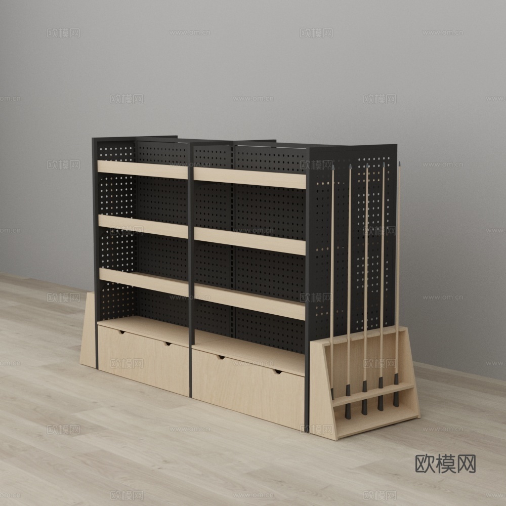 渔具店中岛鱼竿架3d模型下载（渲染图2）