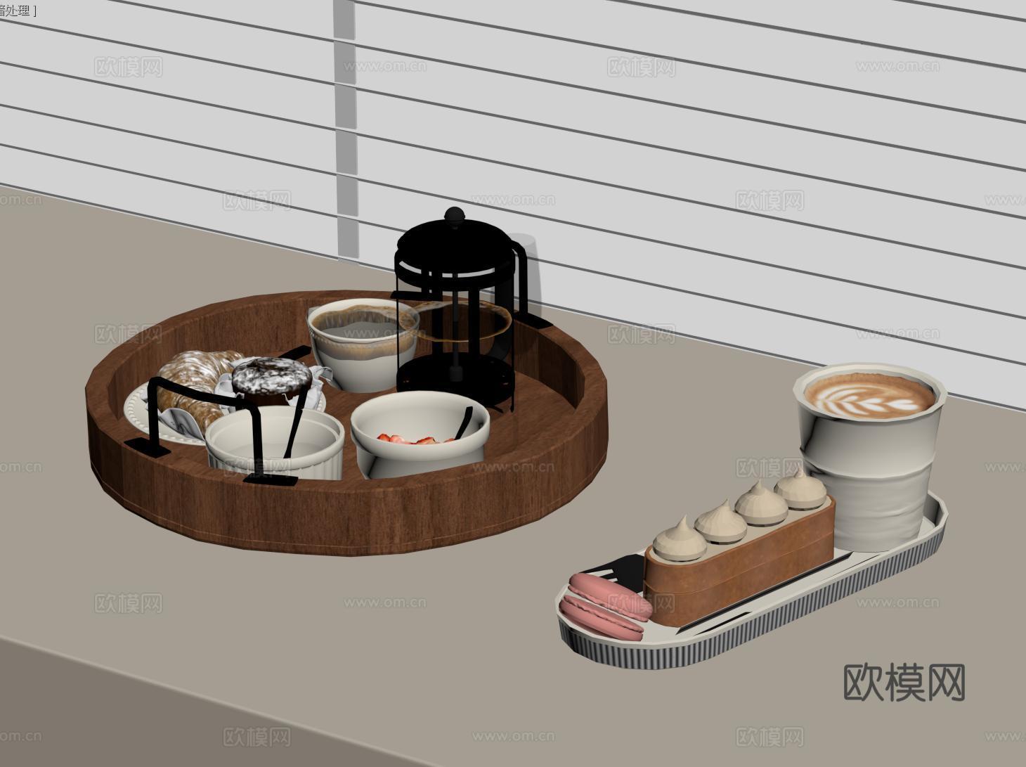 现代茶具茶杯 咖啡 食物 餐盘餐具 厨房用品su模型