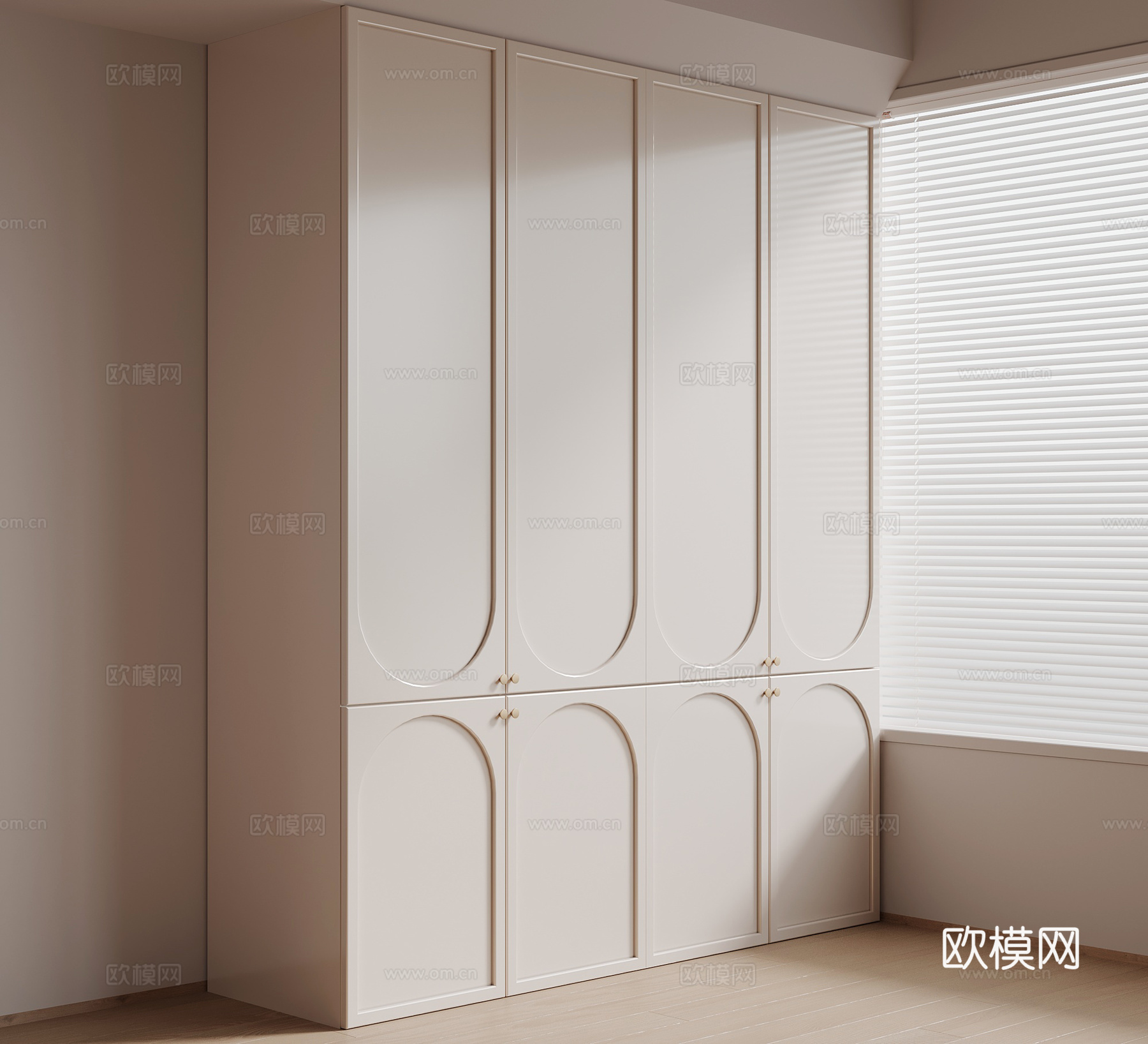 现代奶油风衣柜 成品衣柜 通顶衣柜3d模型