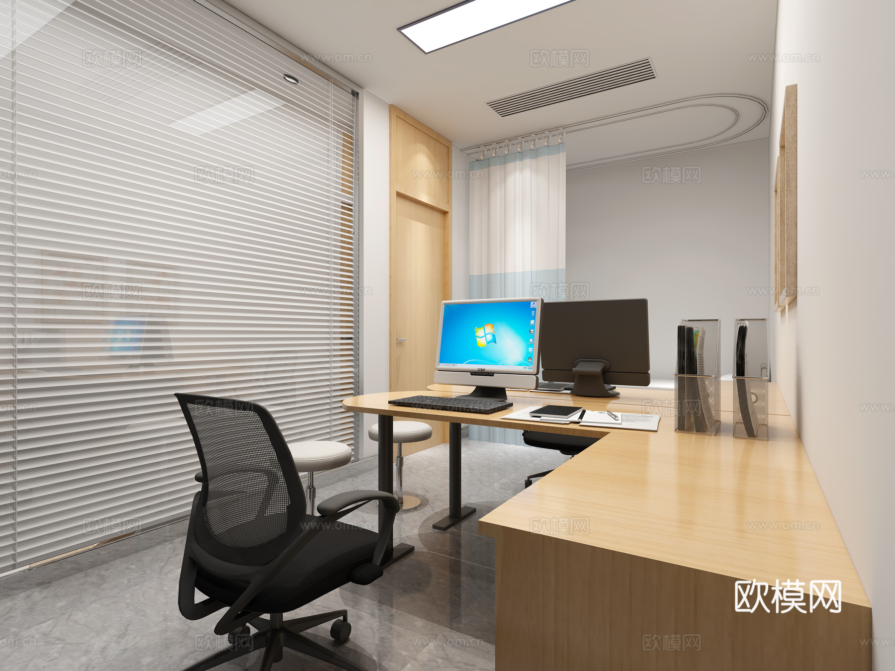 现代医院大厅办公区3d模型