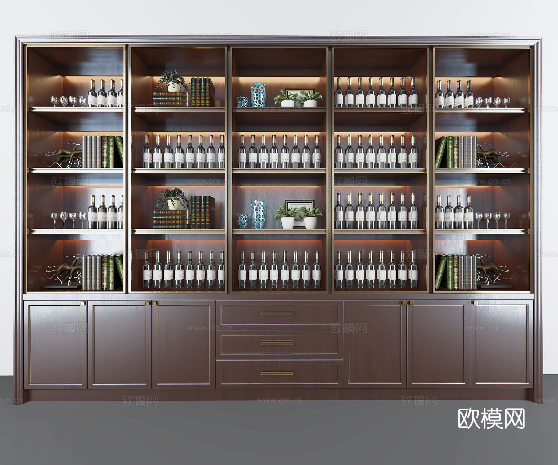新中式现代酒柜3d模型