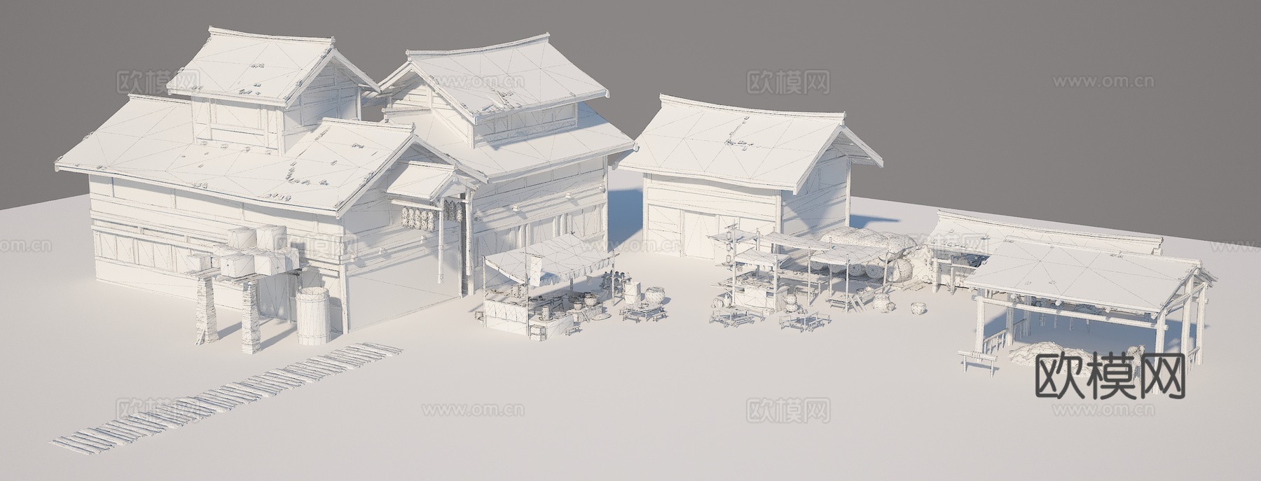 中式古建 建筑模型 中国古典 驿站 茶寮木头房子茶肆3d模型