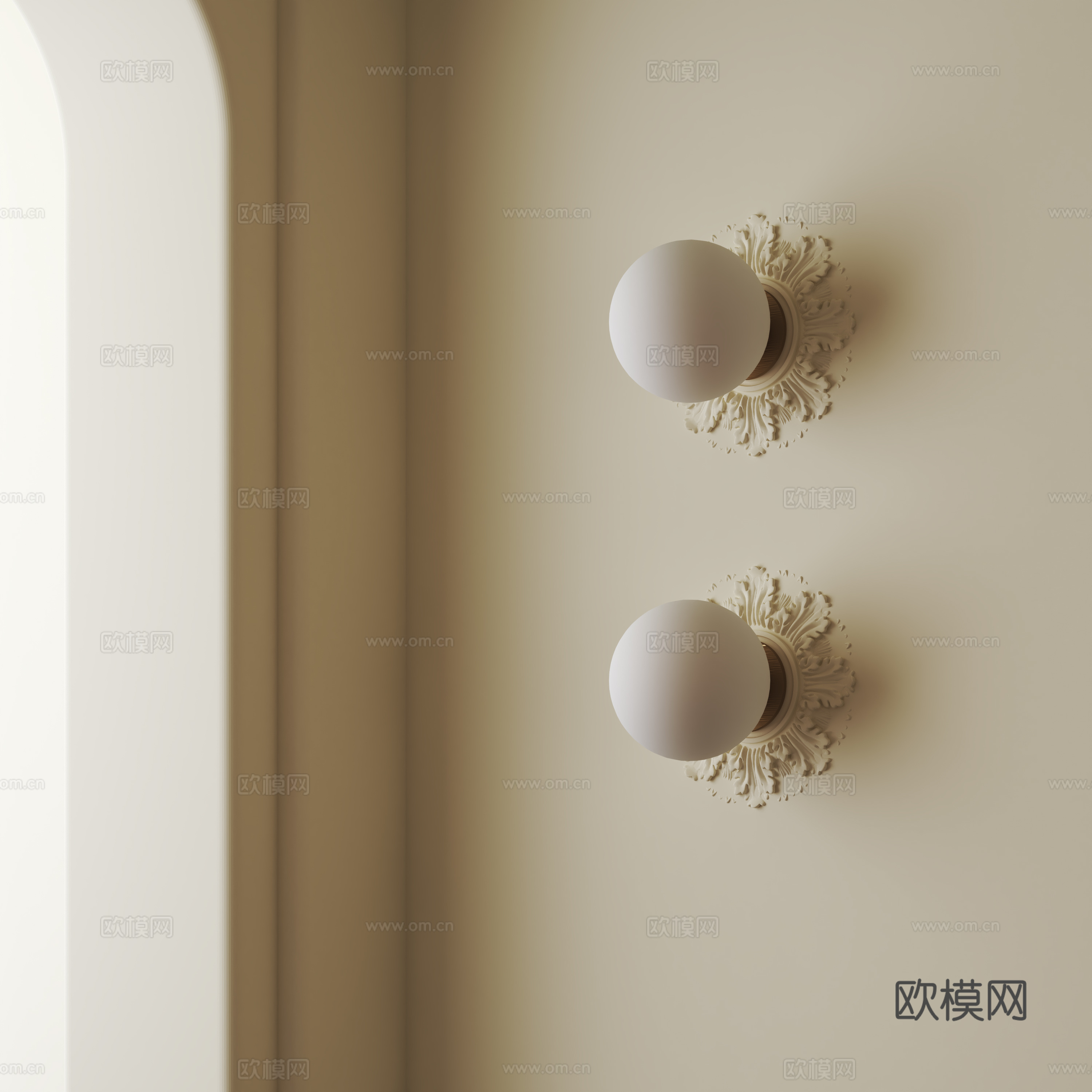法式奶油风壁灯su模型