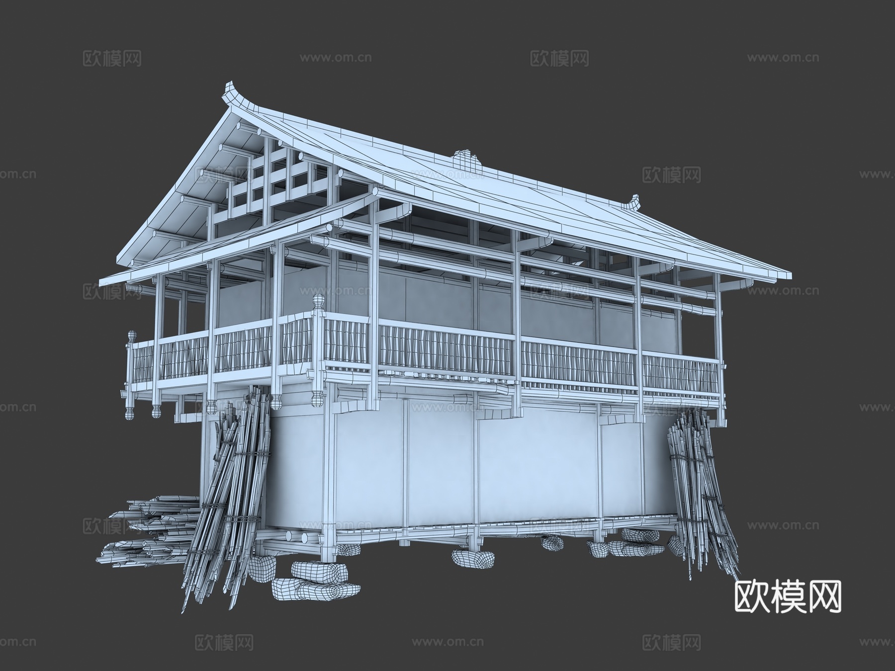 中式古代 古建筑 老房子 西南民居 木楼 建筑 寨子3d模型