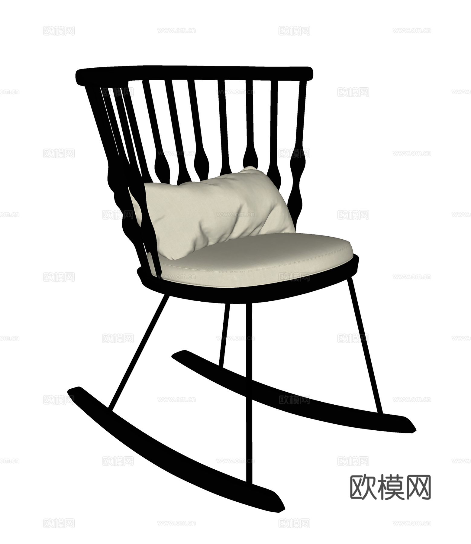 现代休闲椅 摇椅 木椅  户外椅su模型