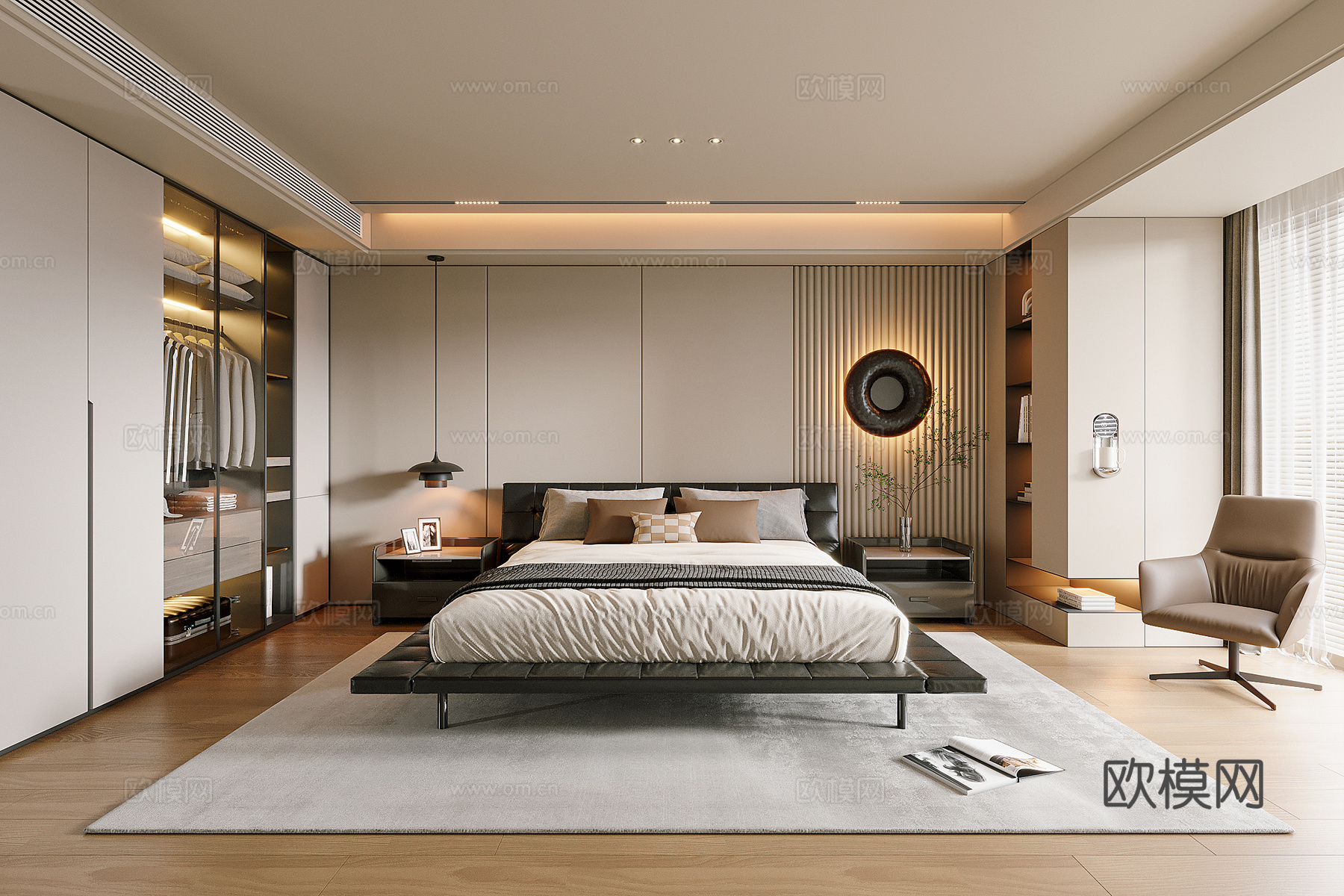 现代轻奢卧室3d模型下载