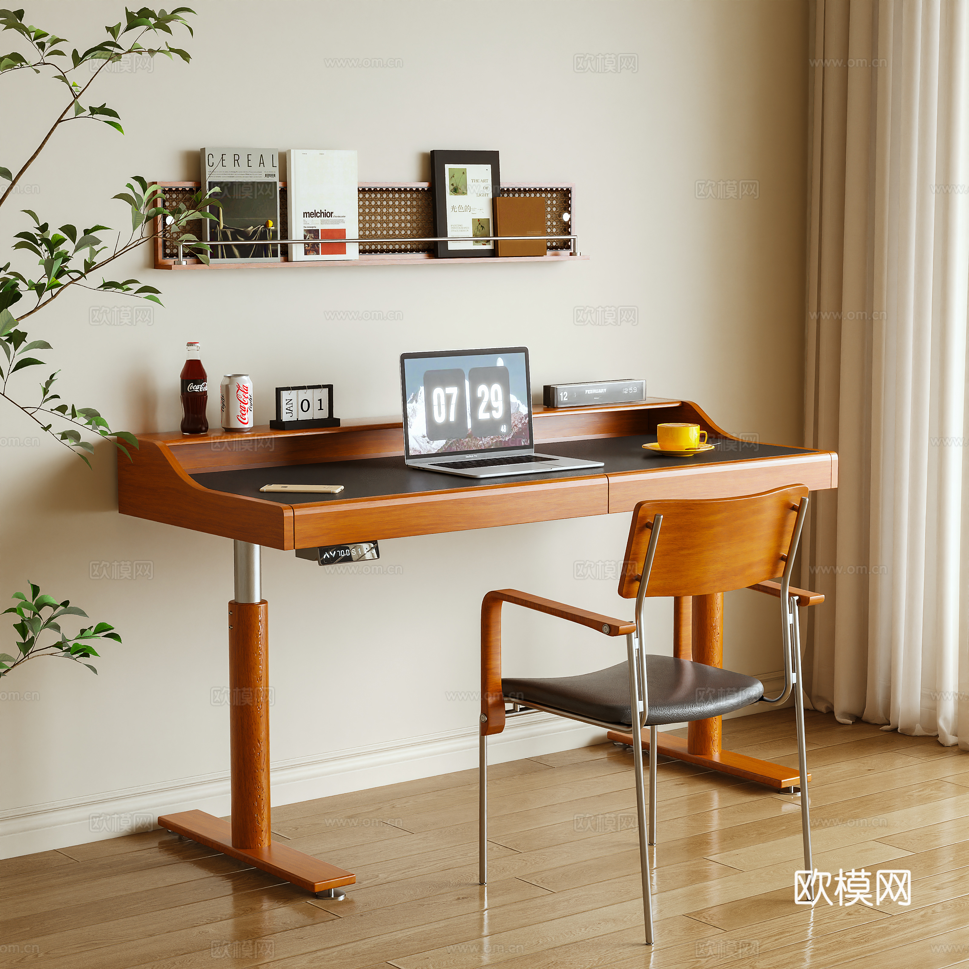 书桌 电脑桌 升降桌 大板桌3d模型下载