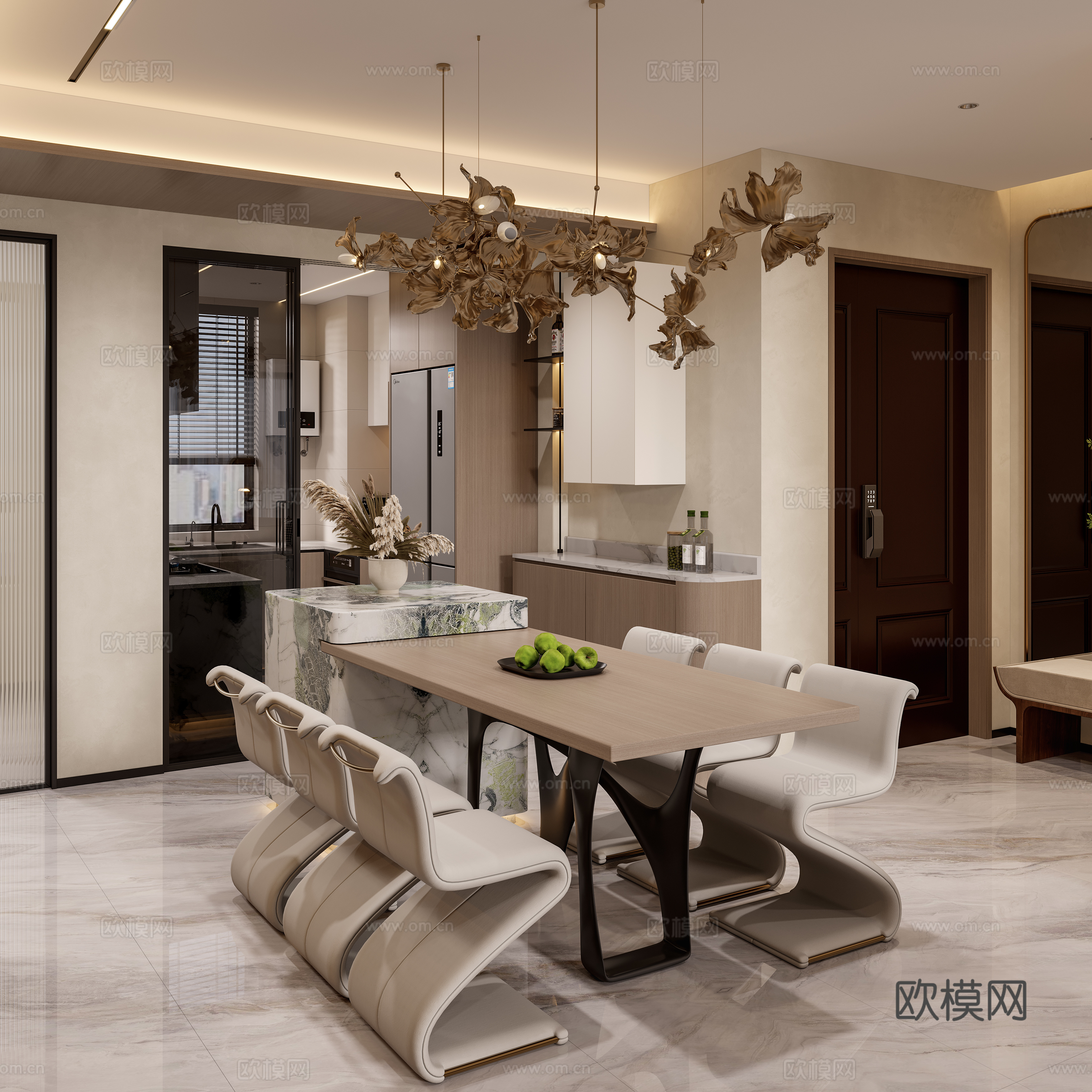 岛台餐厅3d模型