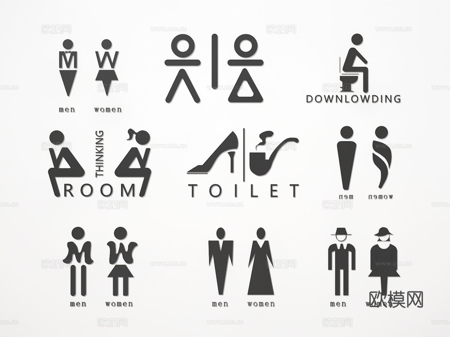 卫生间牌3d模型下载