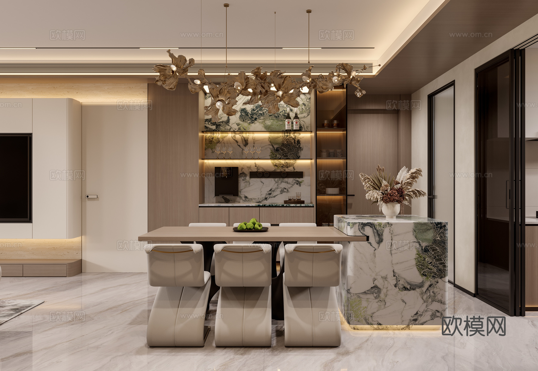 岛台餐厅3d模型