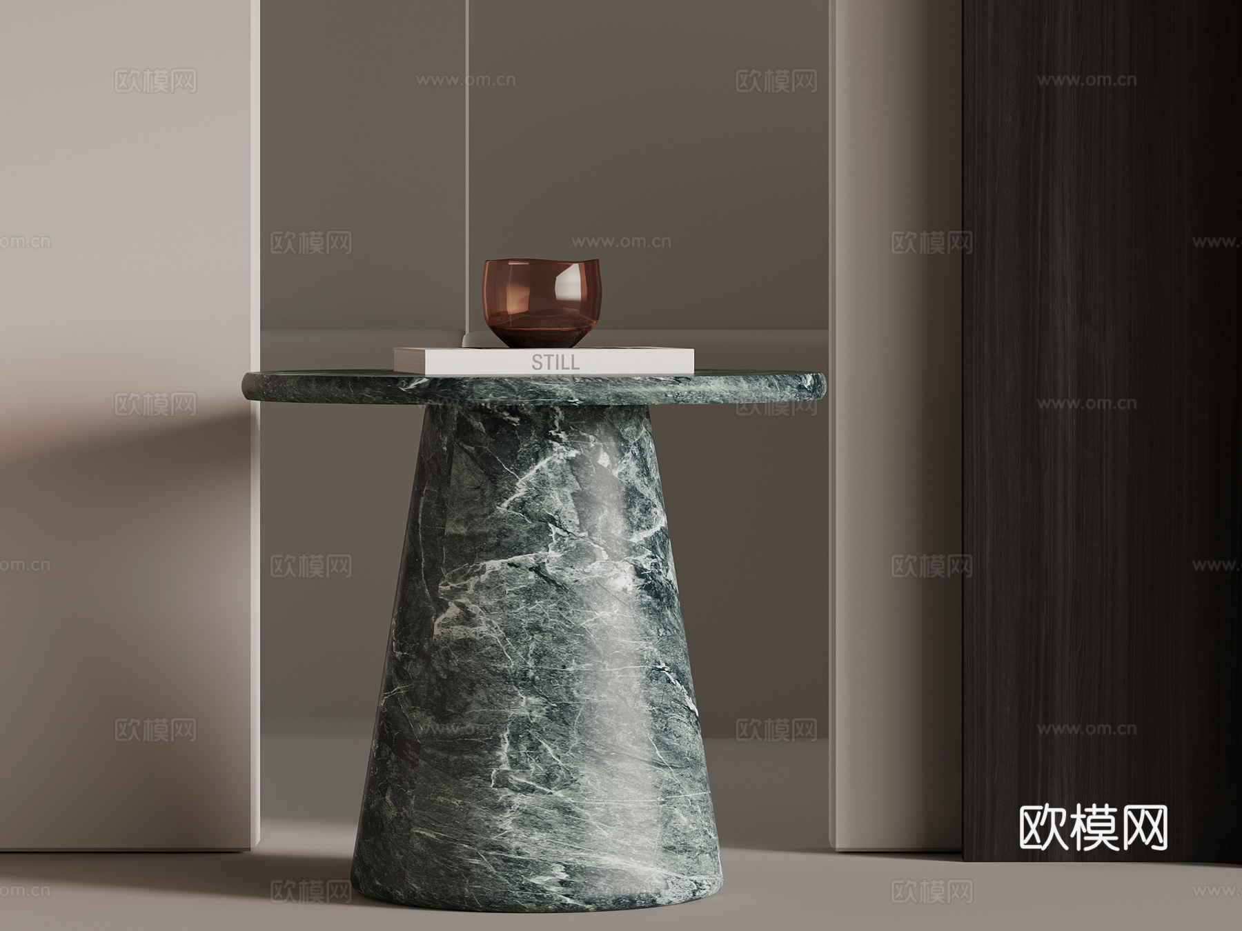 现代意式边几 石材边几 圆形边几3d模型