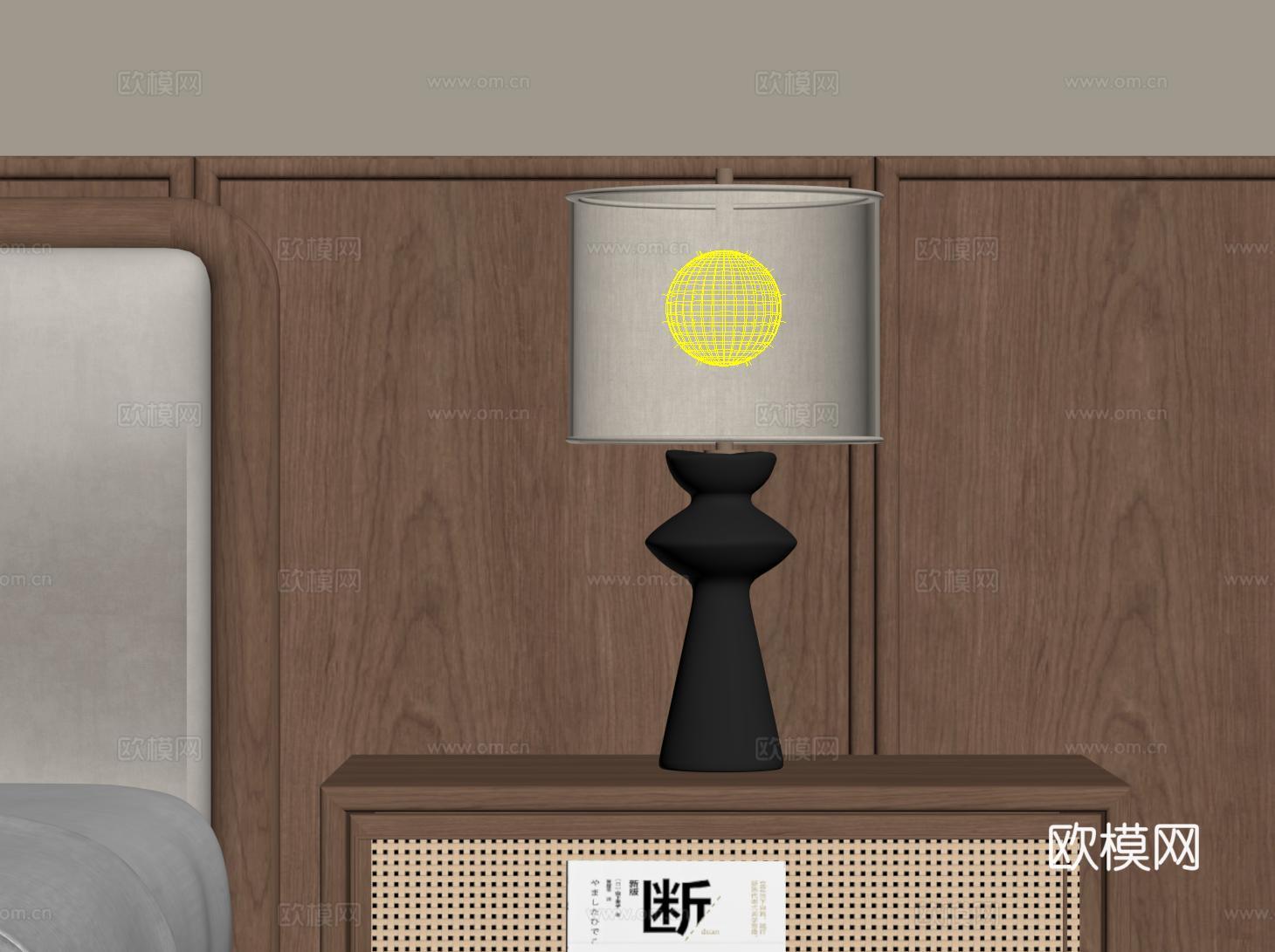 中古台灯 侘寂床头台灯 装饰灯su模型