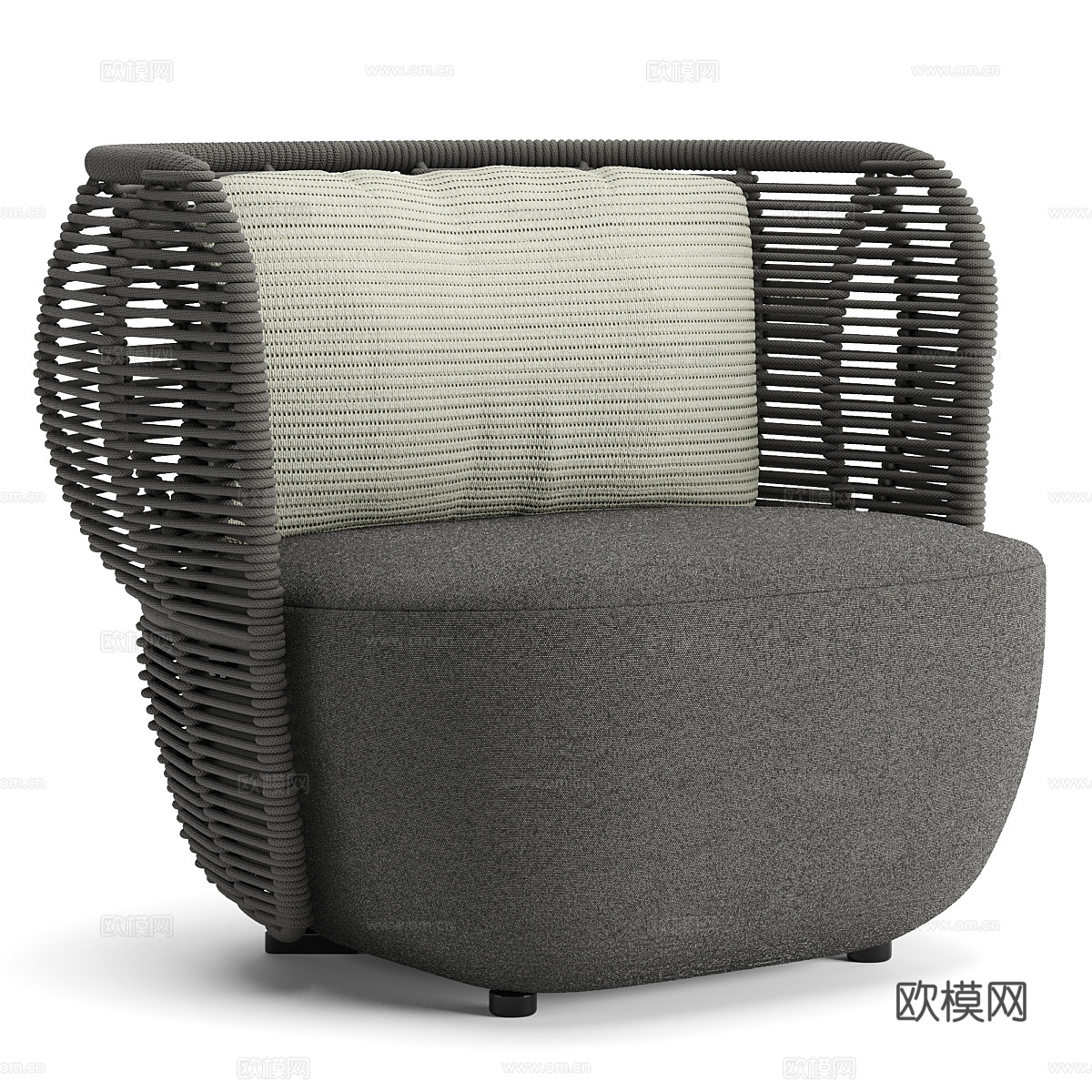 新中式户外藤编休闲椅3d模型