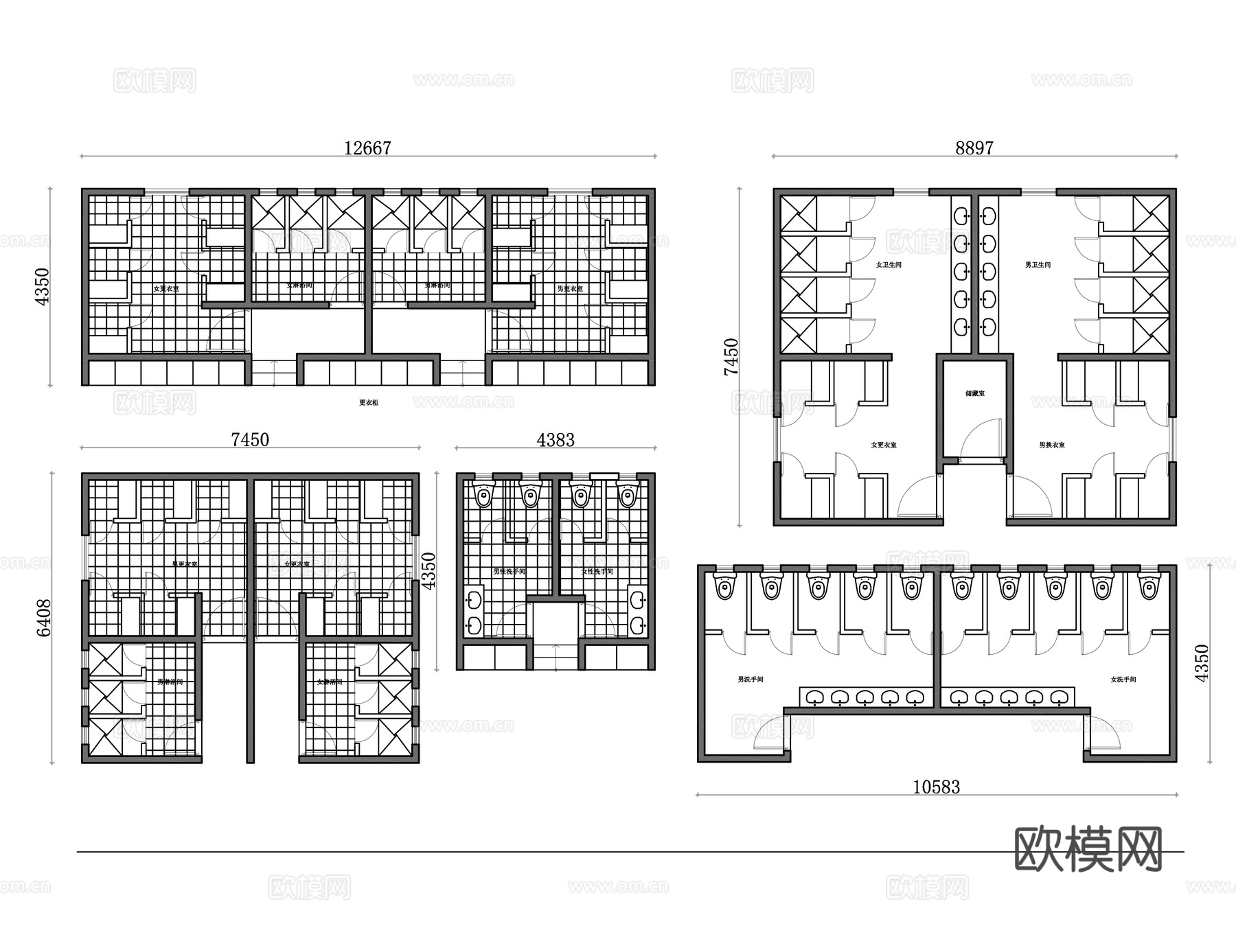 更衣室平面 更衣室布局图 更衣室设计图 更衣室布置图 更衣室cad施工图