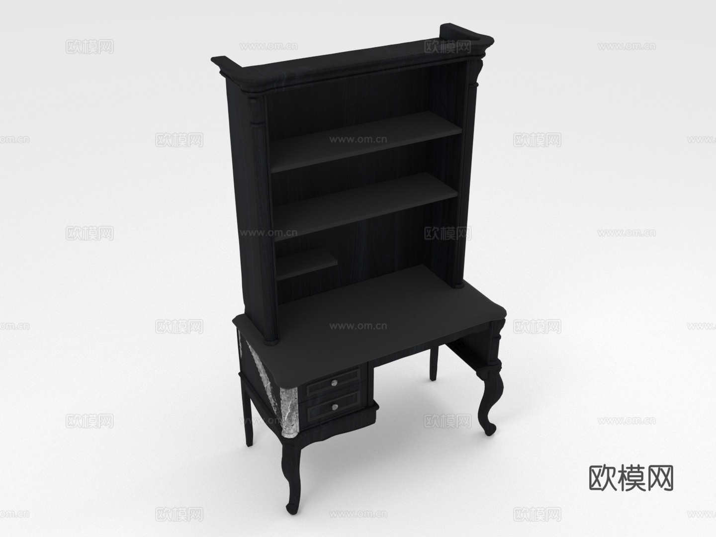 书桌 写字台 工作台 办公桌 带书架桌子3d模型