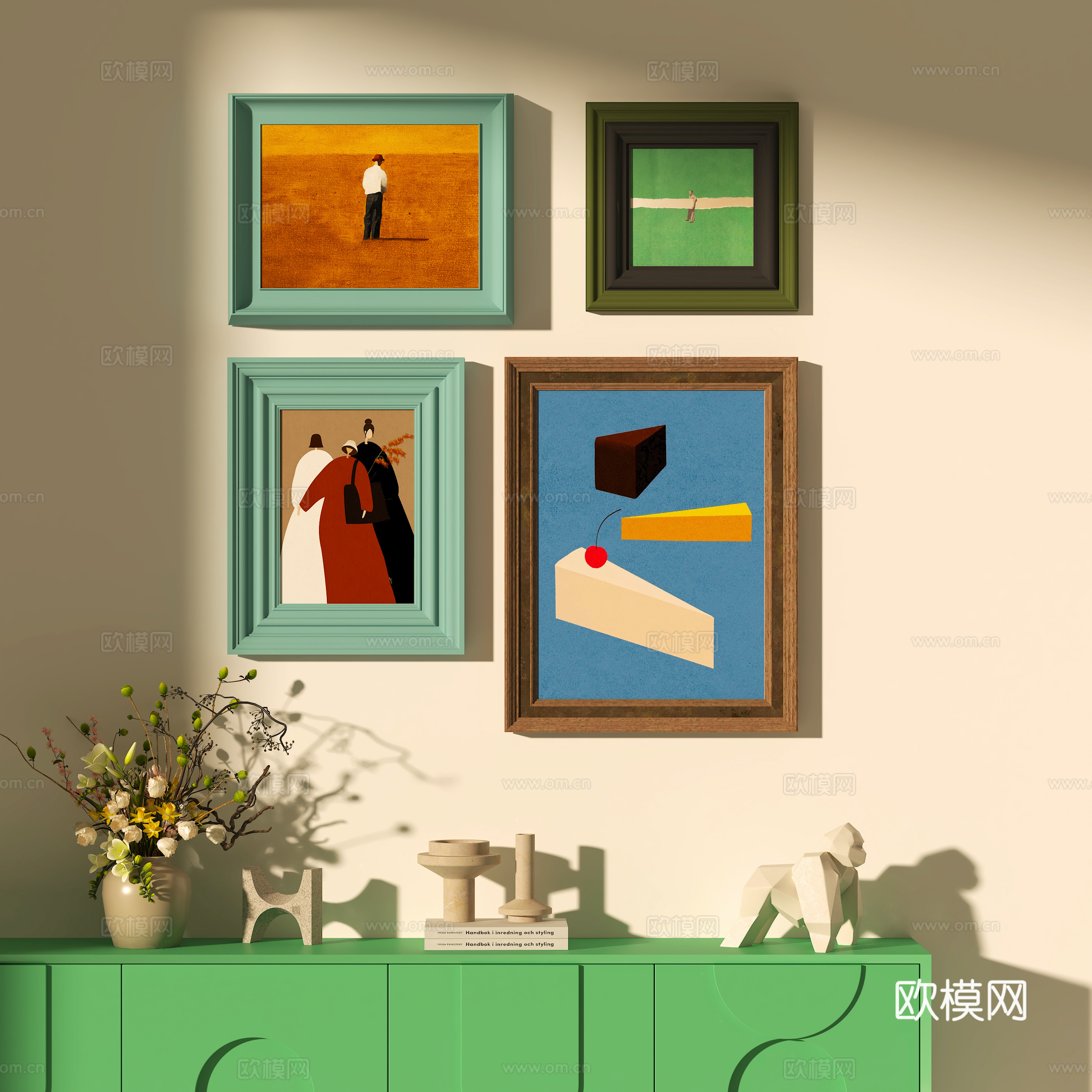 现代奶油风小清新挂画3d模型