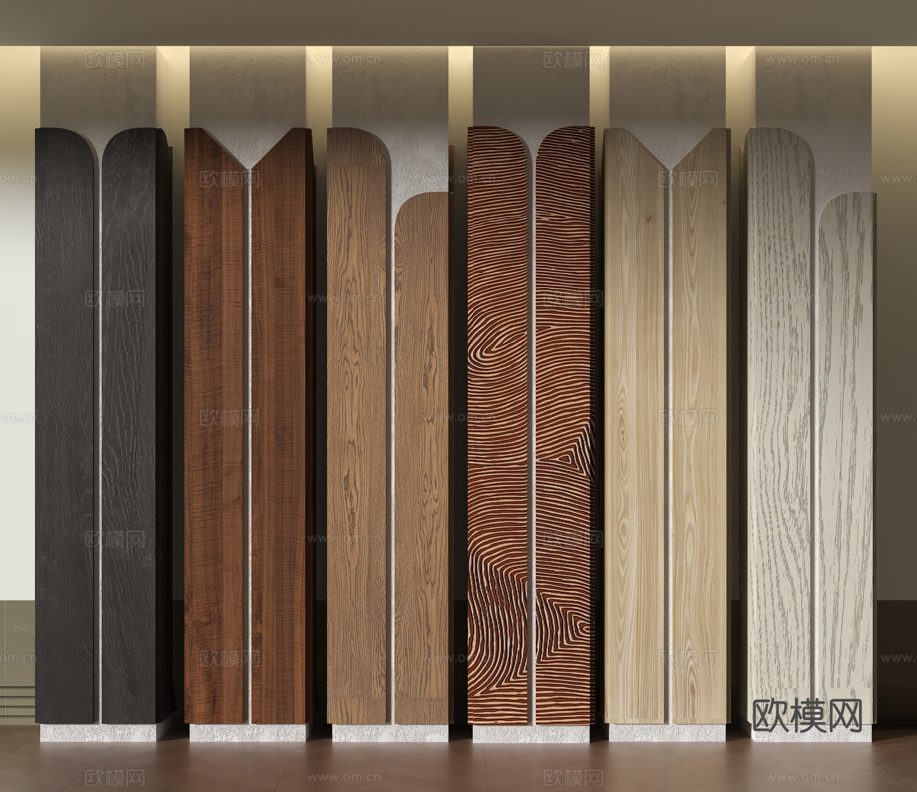 现代木质柱头3d模型下载