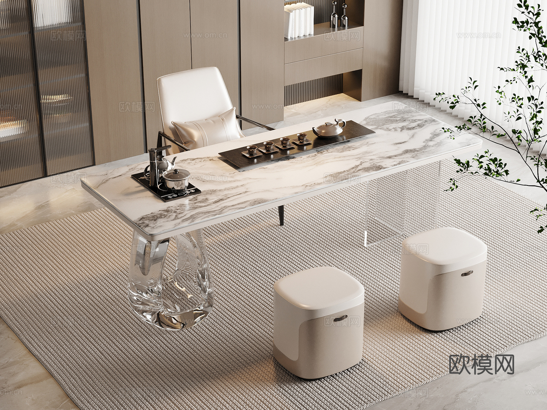 现代茶桌椅 茶台3d模型
