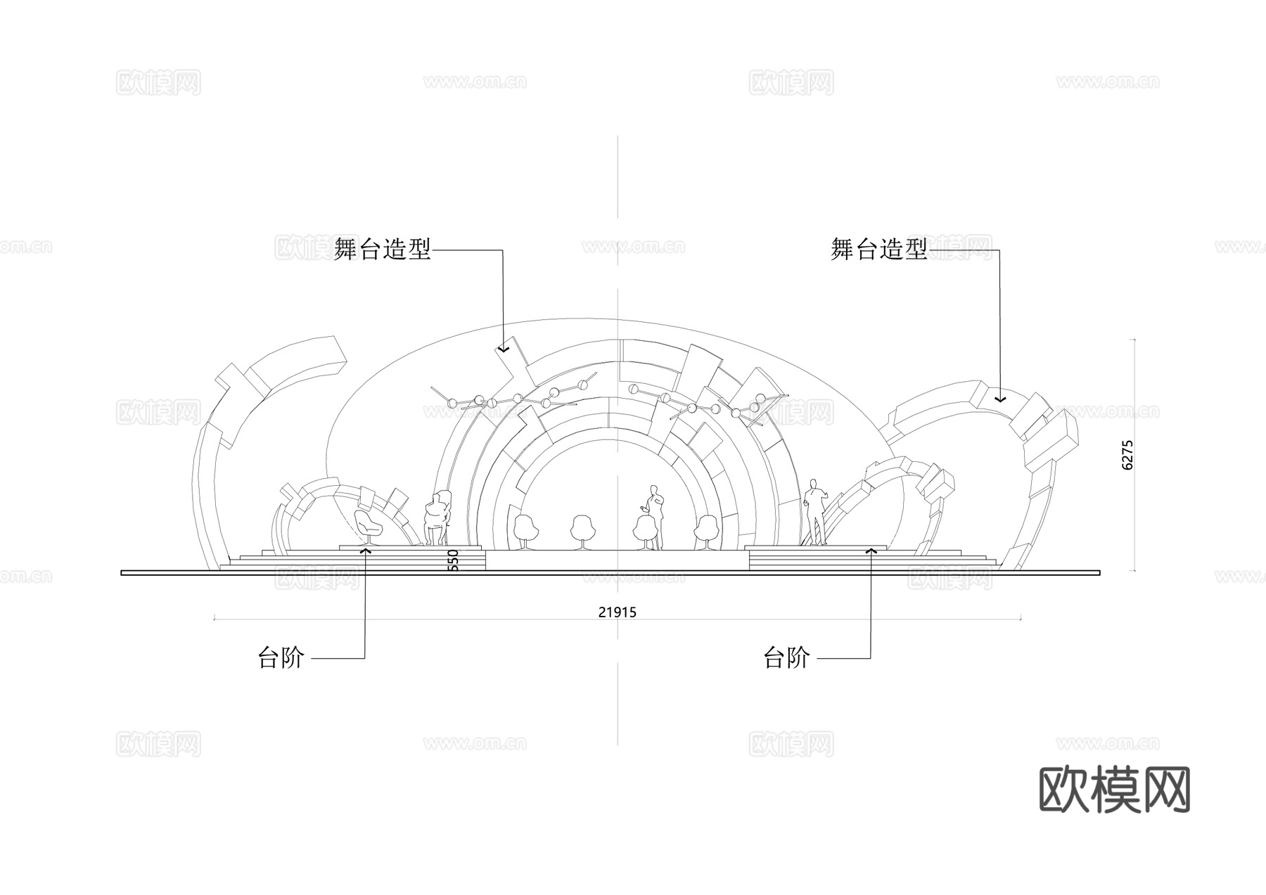 异形舞台施工图cad施工图