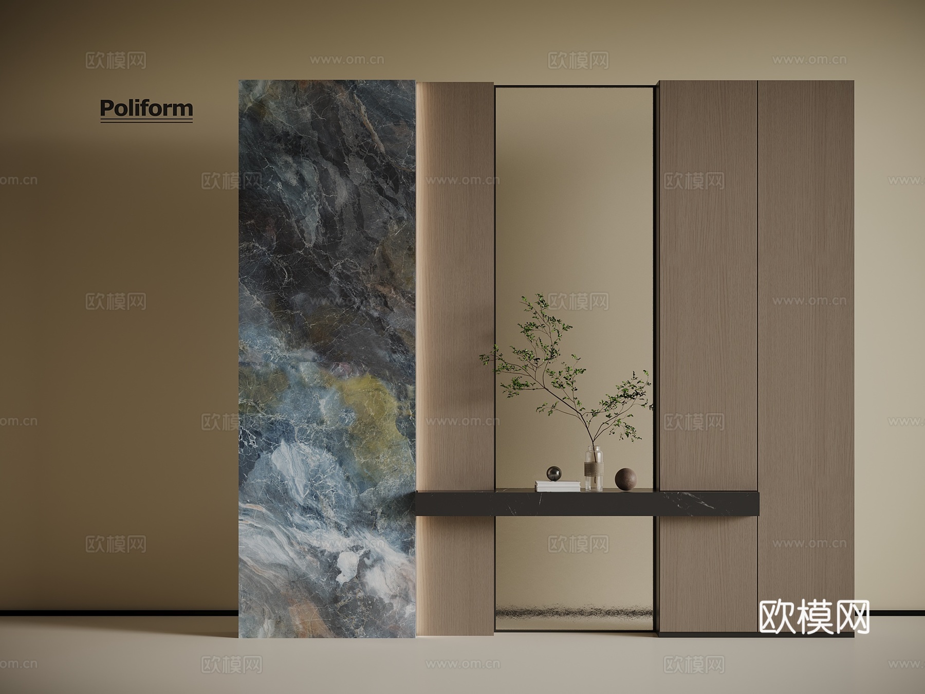 现代意式玄关 装饰性玄关3d模型