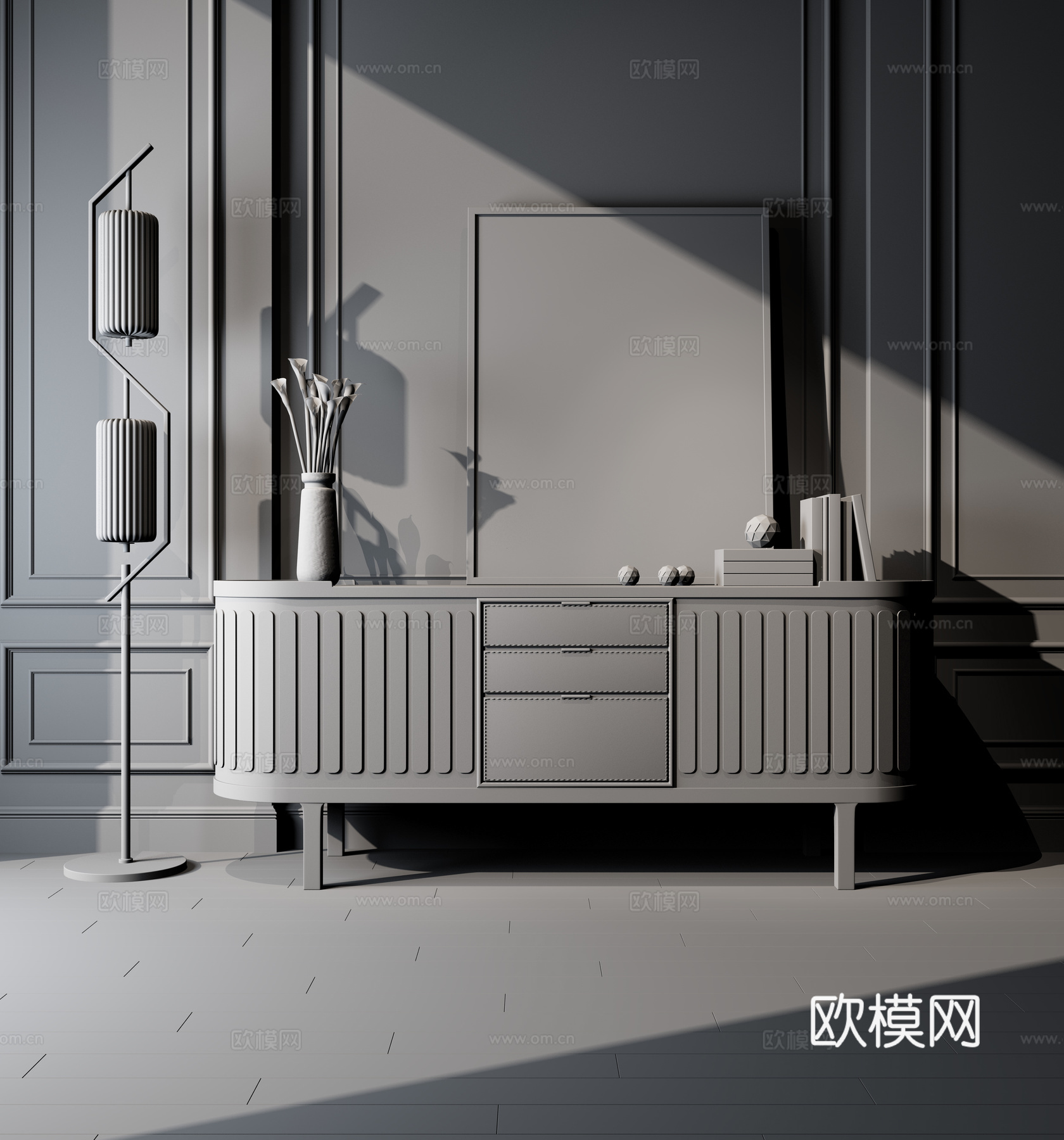 现代轻奢风格边柜3d模型