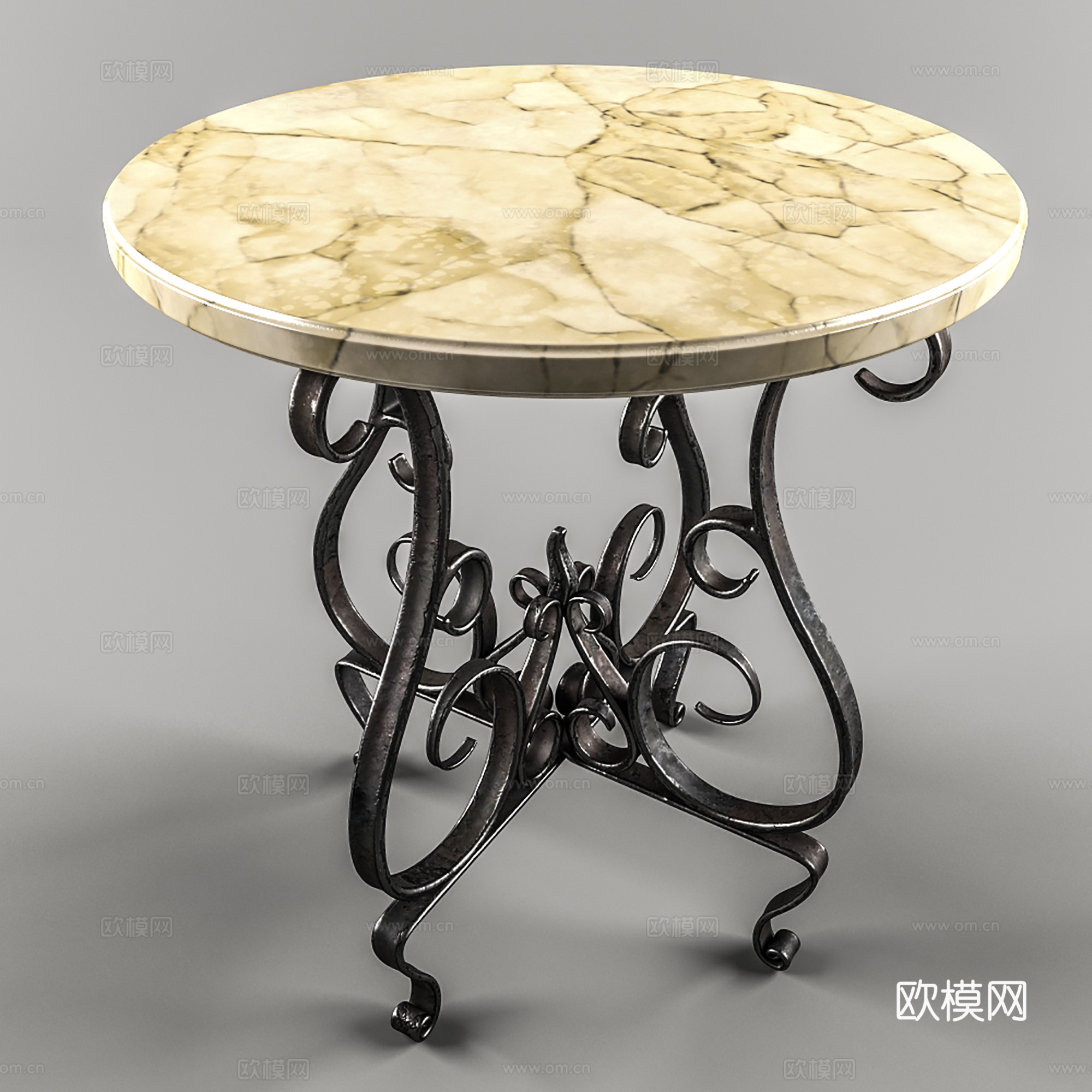 简欧桌几  圆形桌几  大理石圆形桌几茶几su模型