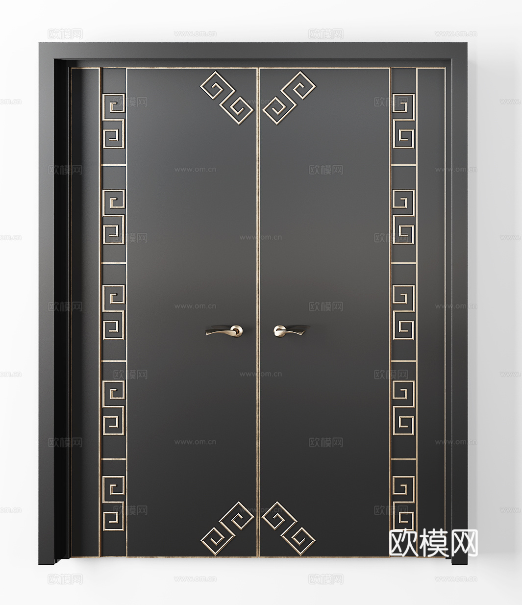 新中式轻奢房门 现代门 烤漆门 造型门 平开门 单开门3d模型