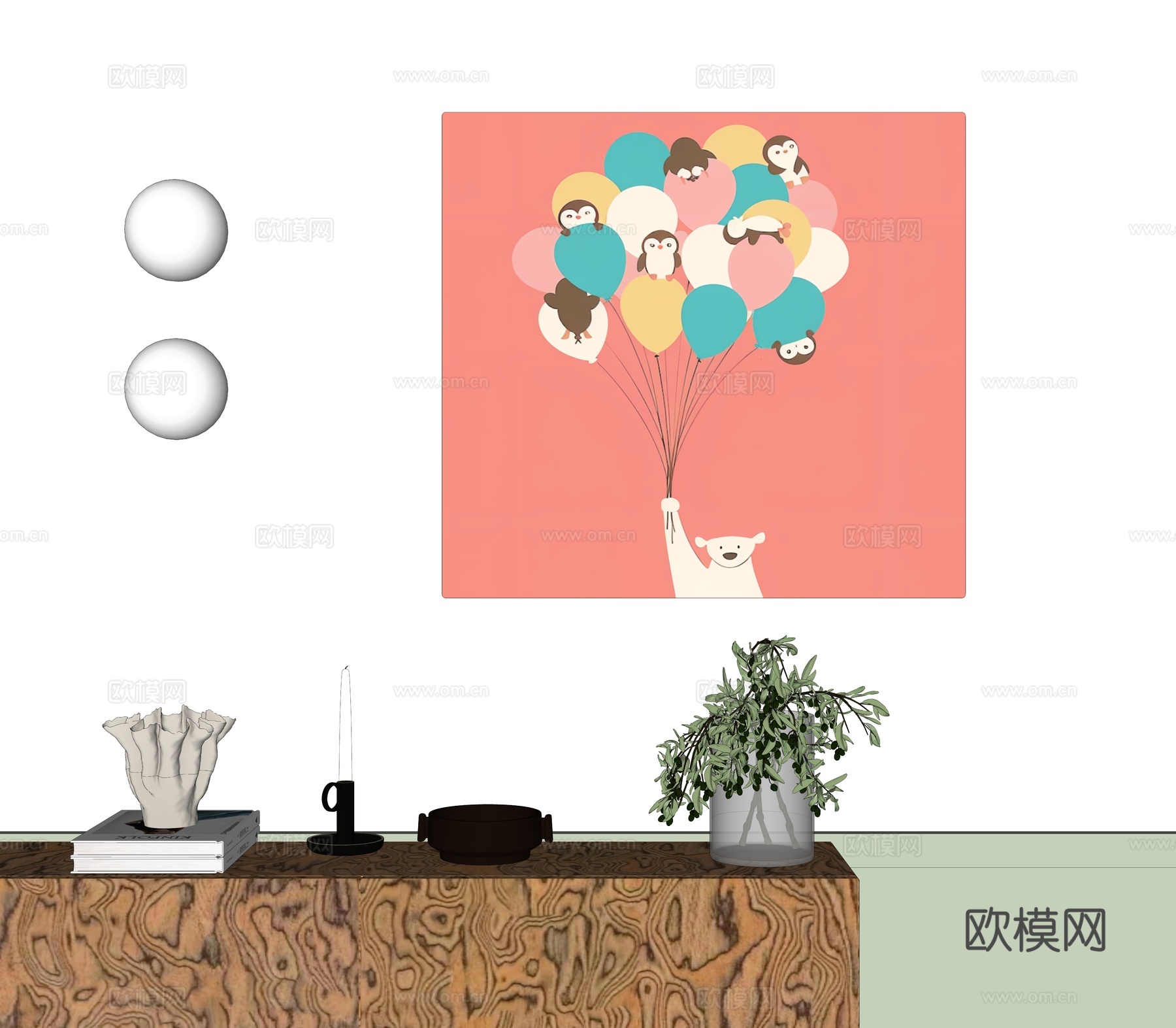 现代儿童装饰挂画 装饰摆件su模型