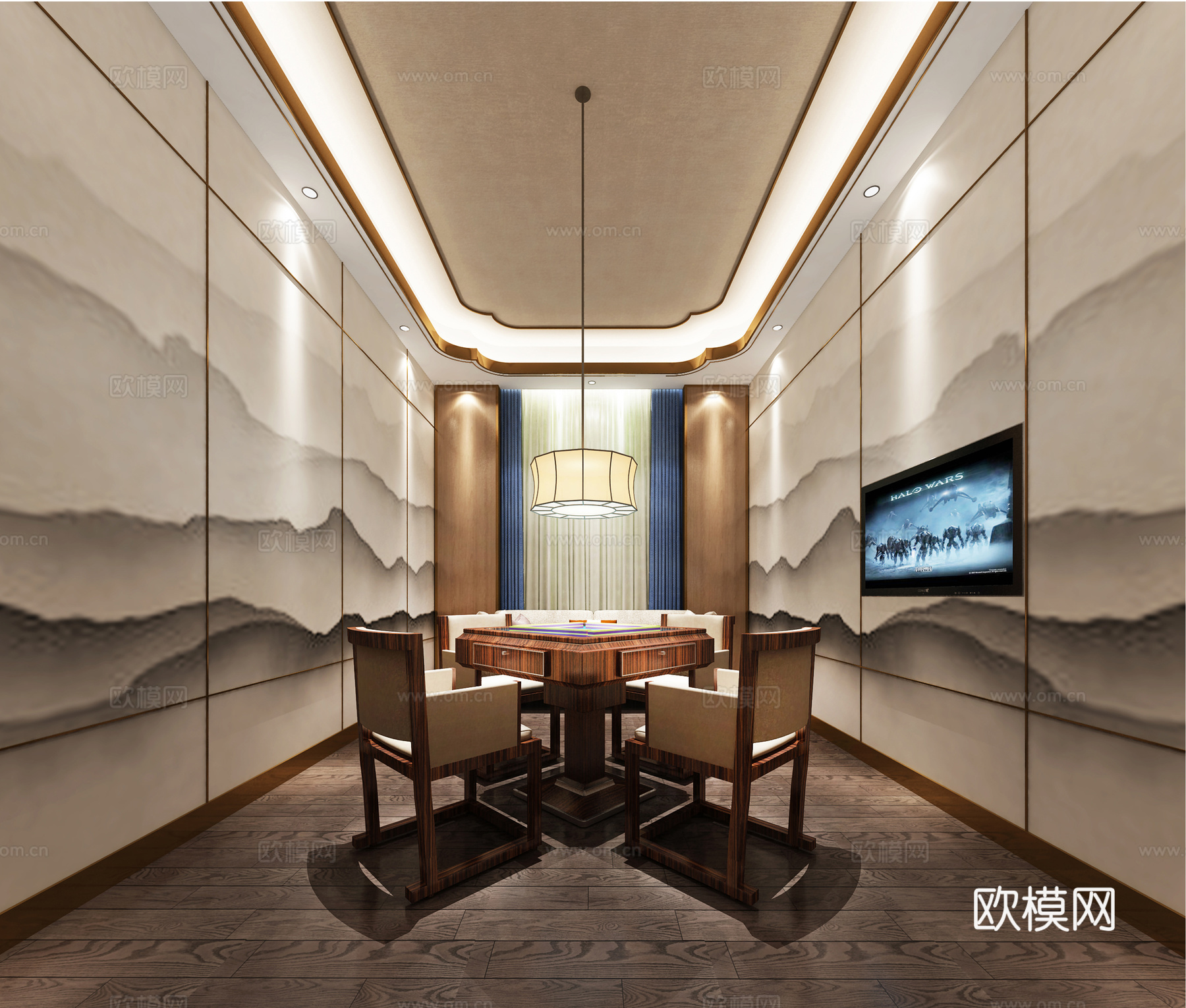 棋牌室3d模型