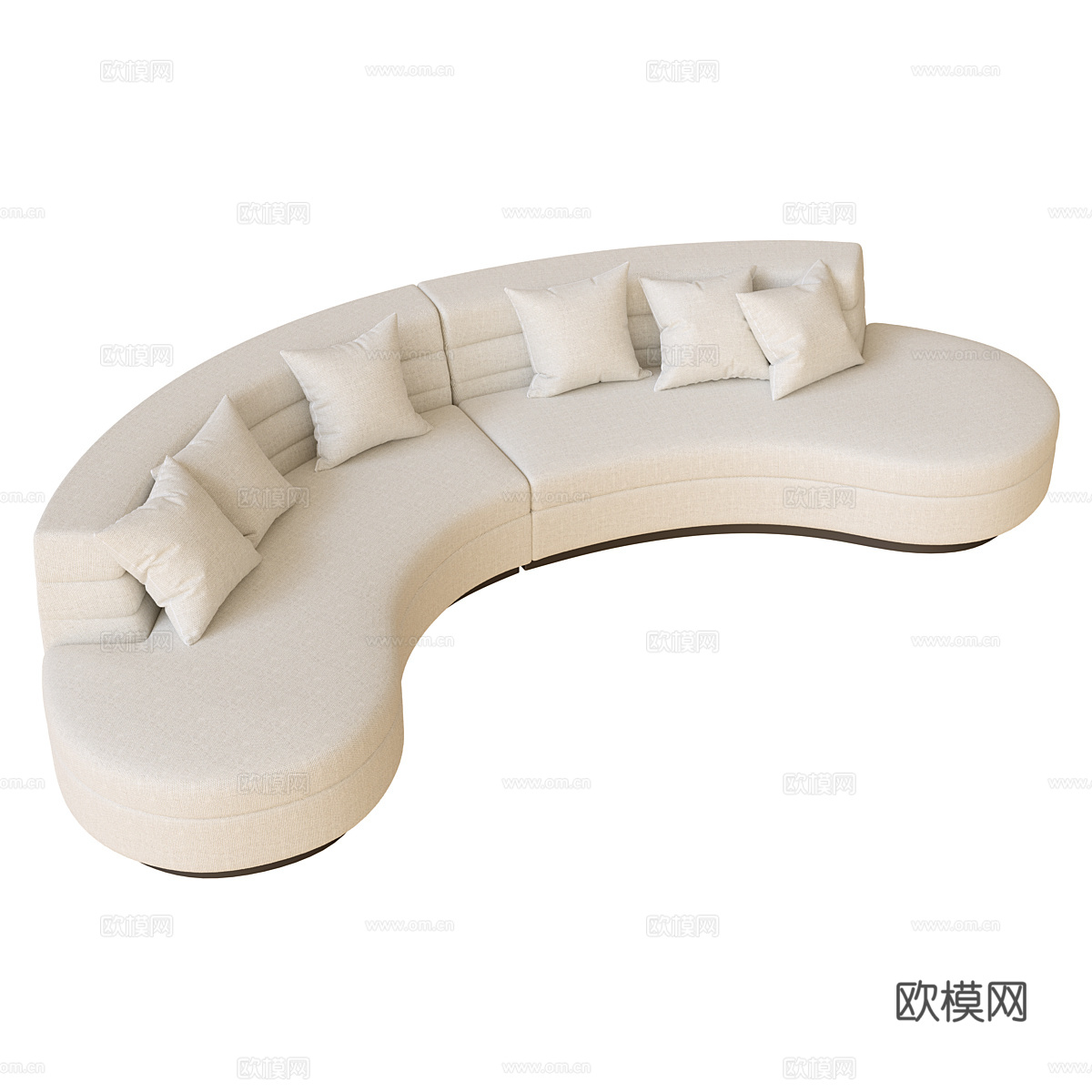 现代奶油风布艺弧形沙发3d模型