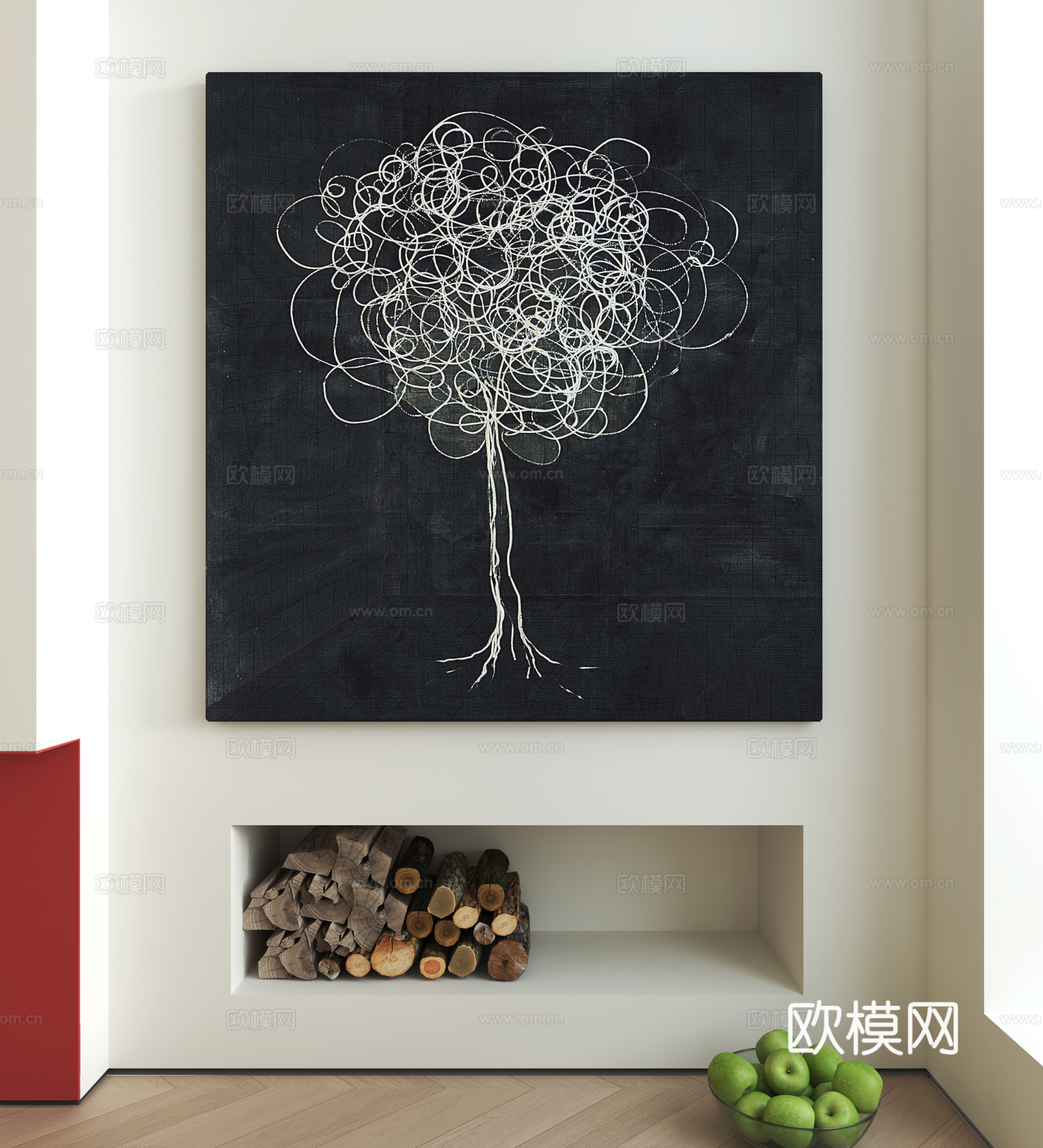 侘寂风装饰挂画3d模型