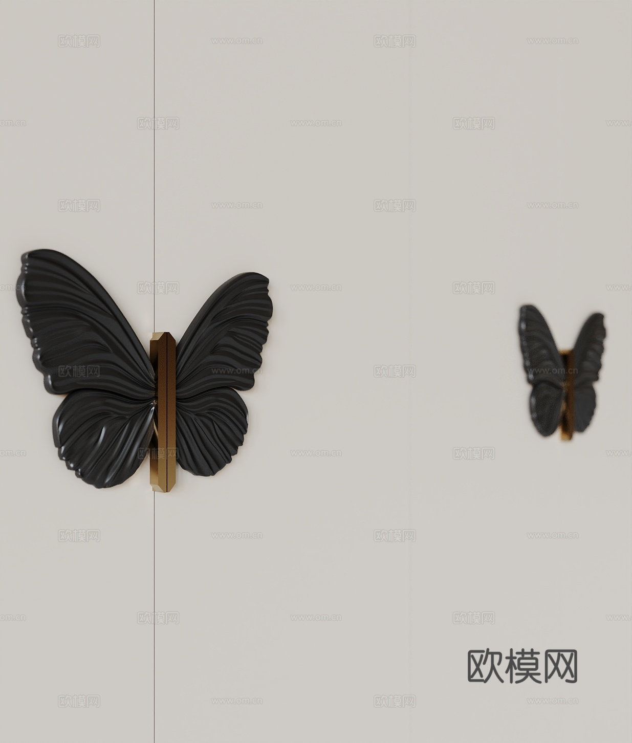 蝴蝶柜子拉手3d模型
