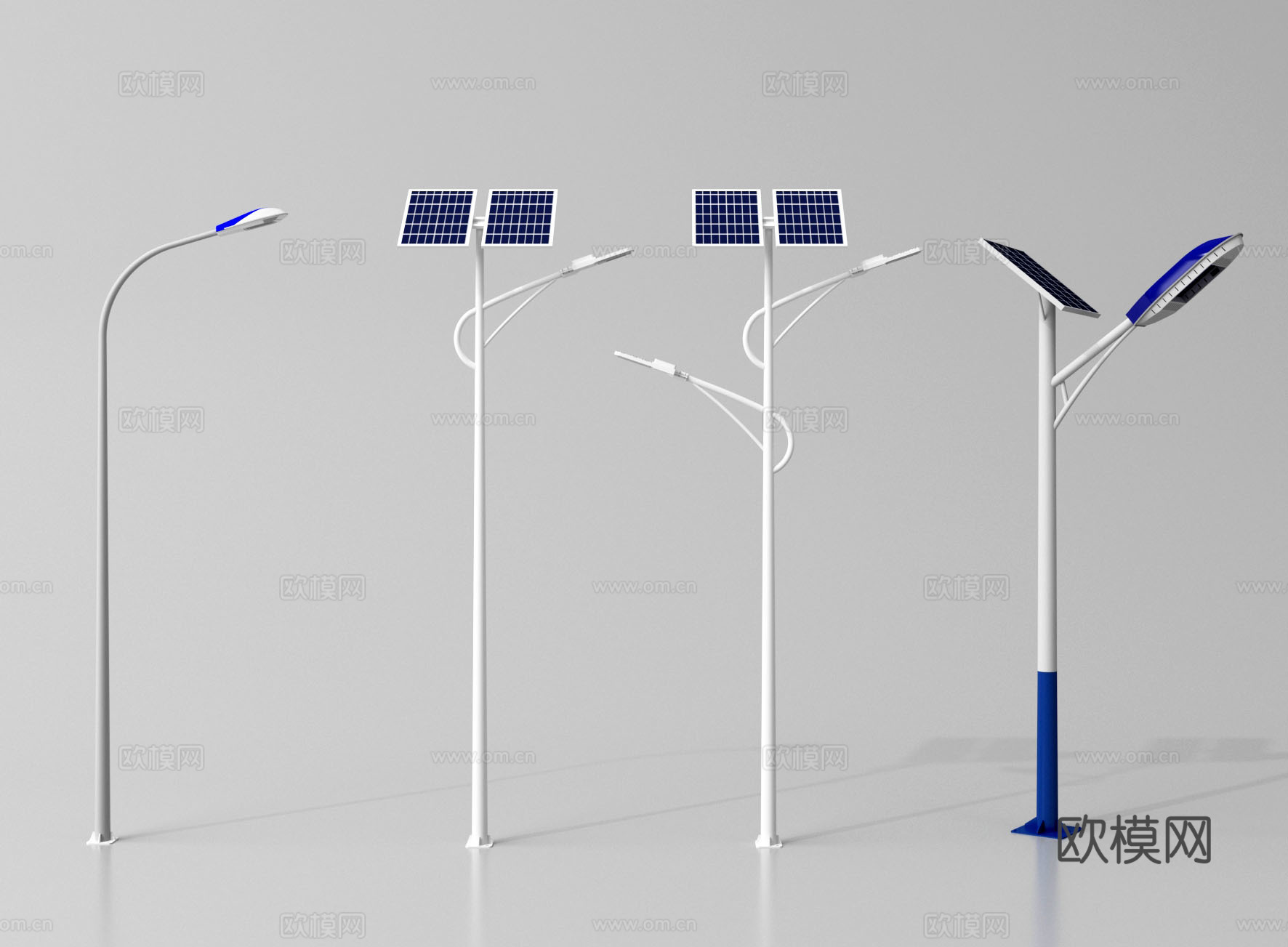现代简约路灯 太阳能路灯 海螺臂路灯 户外路灯 景观灯3d模型