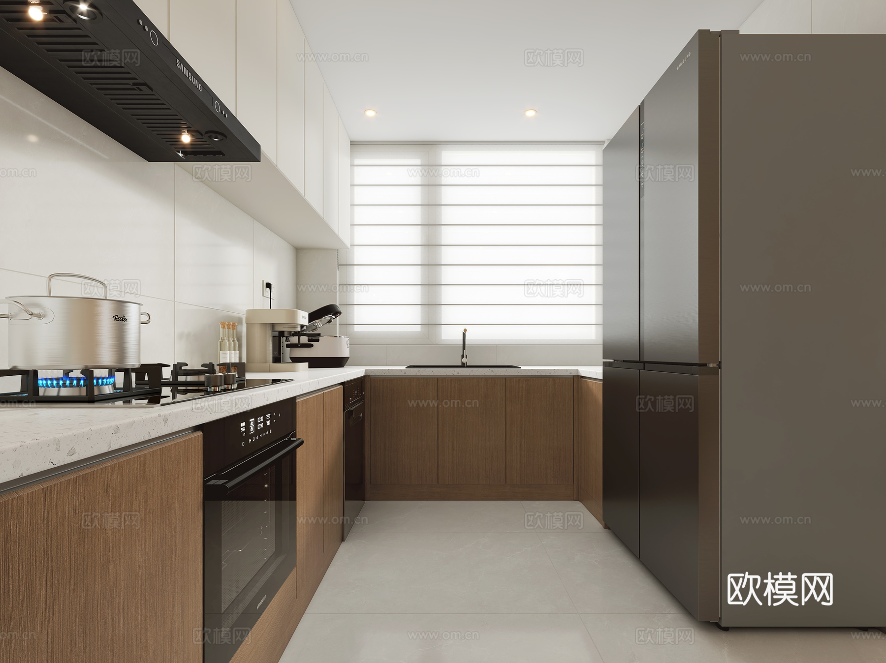 奶油原木客餐厅3d模型下载（渲染图5）