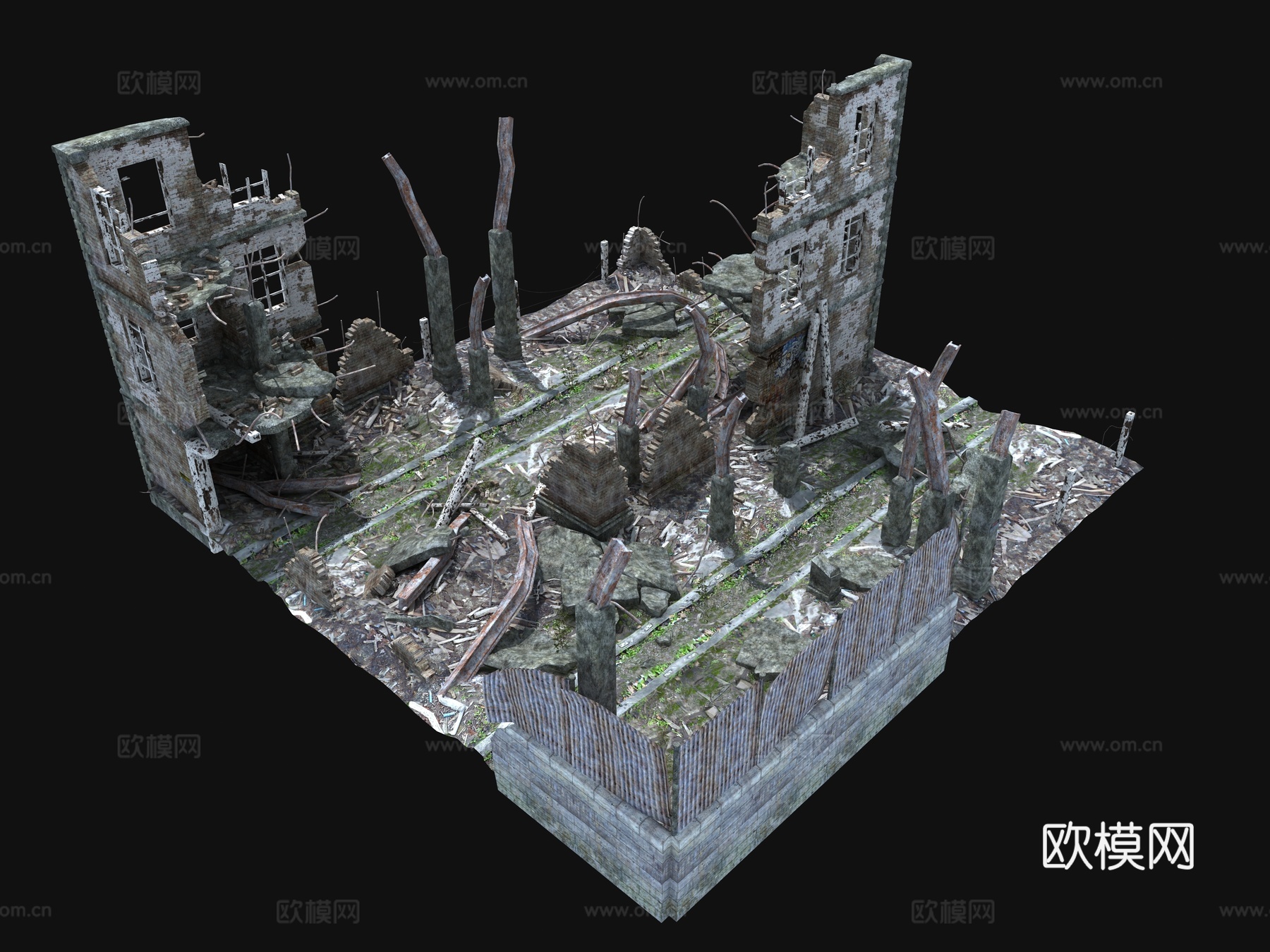 中式破房子 废墟 场景 建筑 游戏场景3d模型