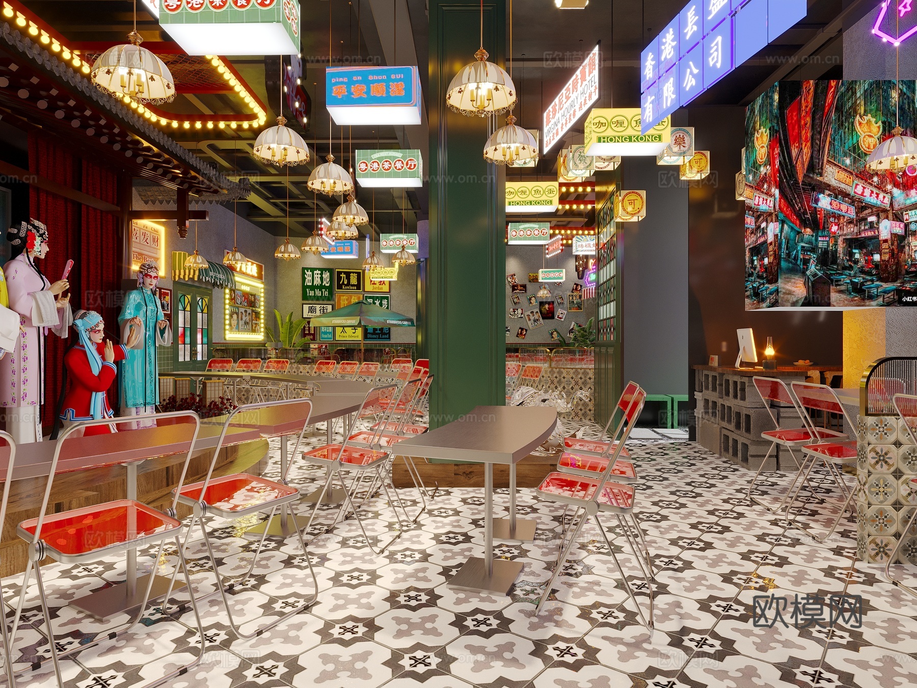港式餐厅3d模型