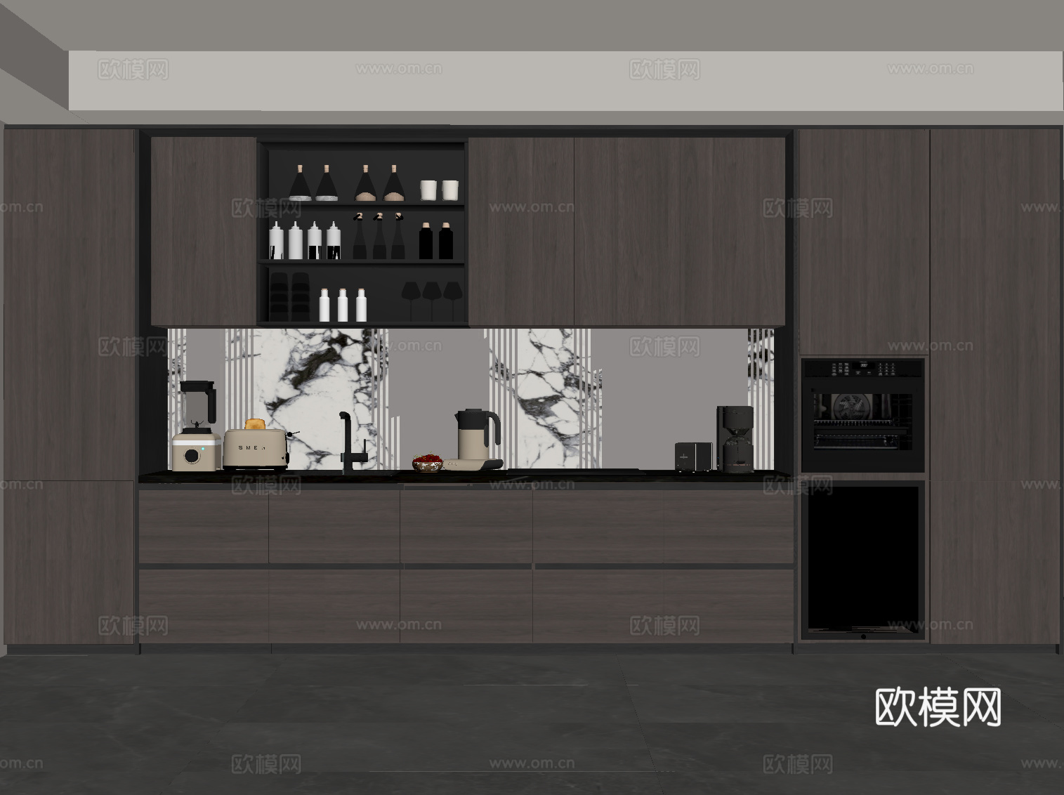 现代意式酒柜 餐边柜 橱柜su模型